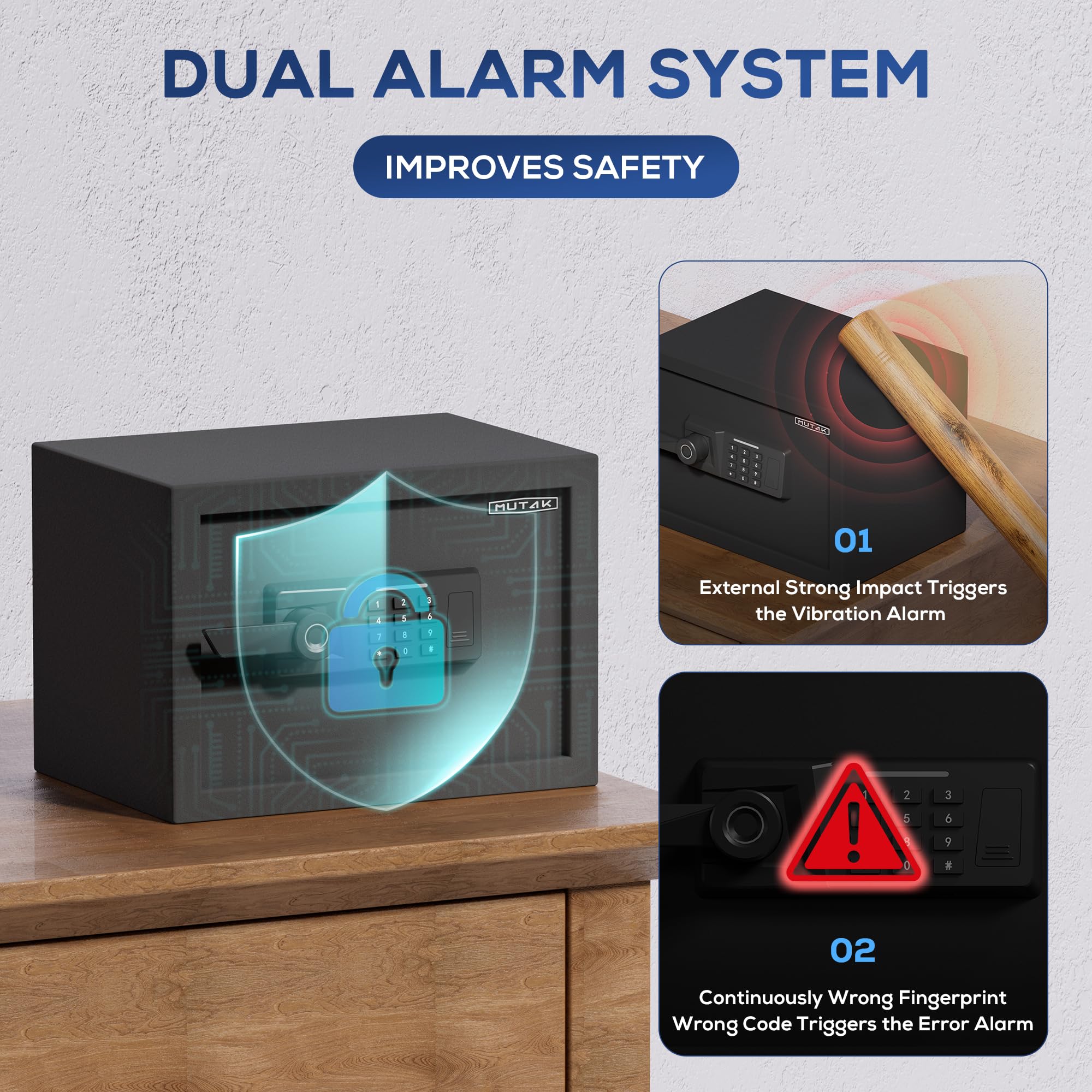 Smart Home Safe 1.0 Cub - Cassetta di sicurezza biometrica ad accesso rapido con maniglia di riconoscimento delle impronte digitali, chiavi, tastiera digitale e porta di tipo C, dotata di borsa