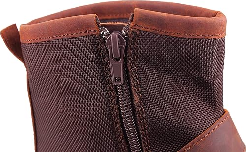 Miniatura 7 de OSSTONE Botas de moto para hombres Moda Zipper-up Cuero Chukka Botas Casual Zapatos OS-5008-1-ABNH