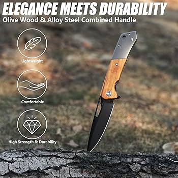 Amazon.com : FLISSA Folding Pocket Knife, SANDVIK 14C28N Steel