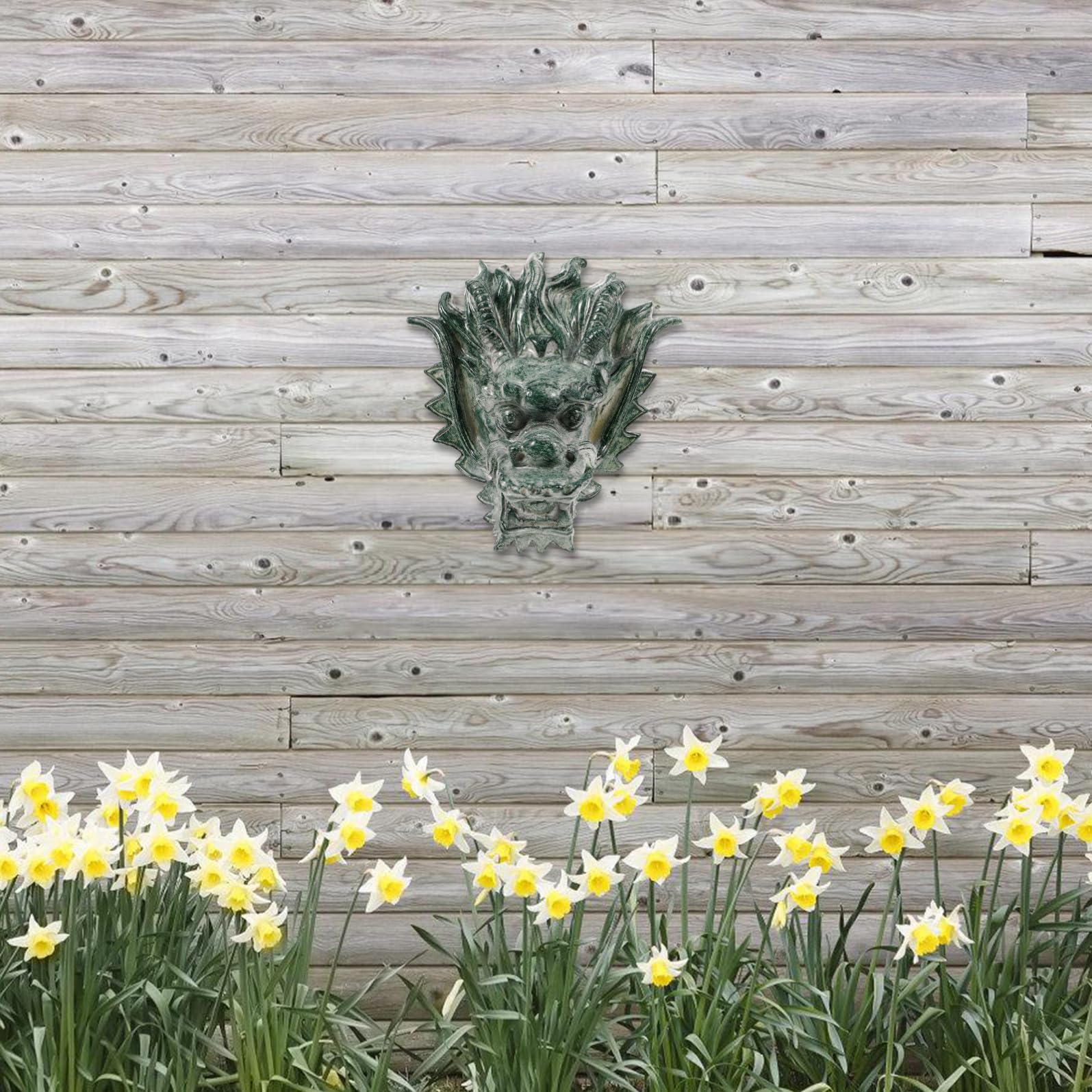 Mikikit Fontana da Parete Fontana d Acqua Esterna in Resina a Forma di Testa di Drago Facile Installazione Decorazione Elegante e Lussuosa Raffinata per Giardino e Villa