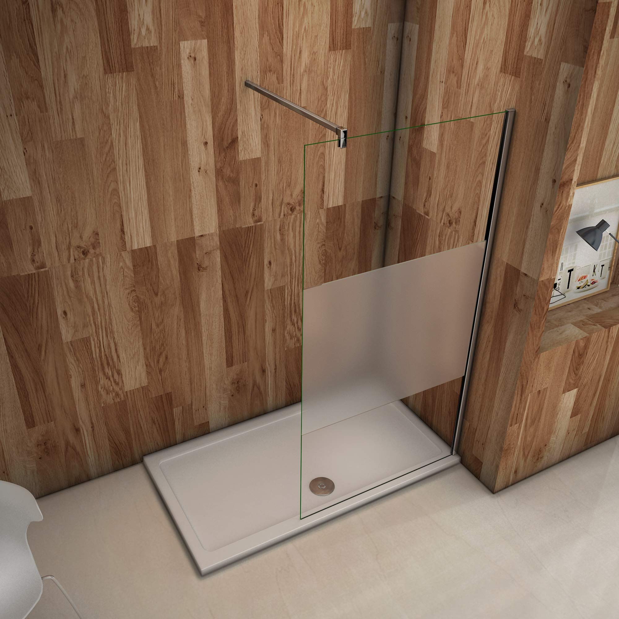 Parete Doccia Walk In AICA 60x200cm - Vetro Temperato 8mm Trasparente, Barra Stabilizzatrice 140cm - Foto 8