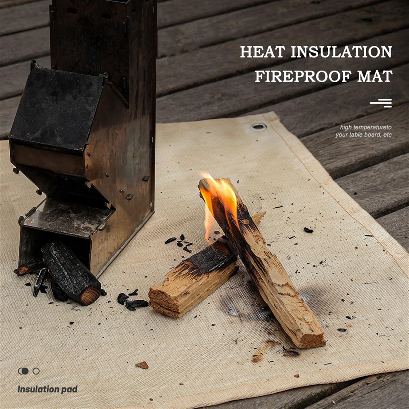 Coperta antincendio for Barbecue Panno ignifugo da Campeggio Tappetino for braciere Tappetino for Barbecue da Picnic Stufa for griglia Coperta Tappeto in Fibra di Vetro(100x100cm)