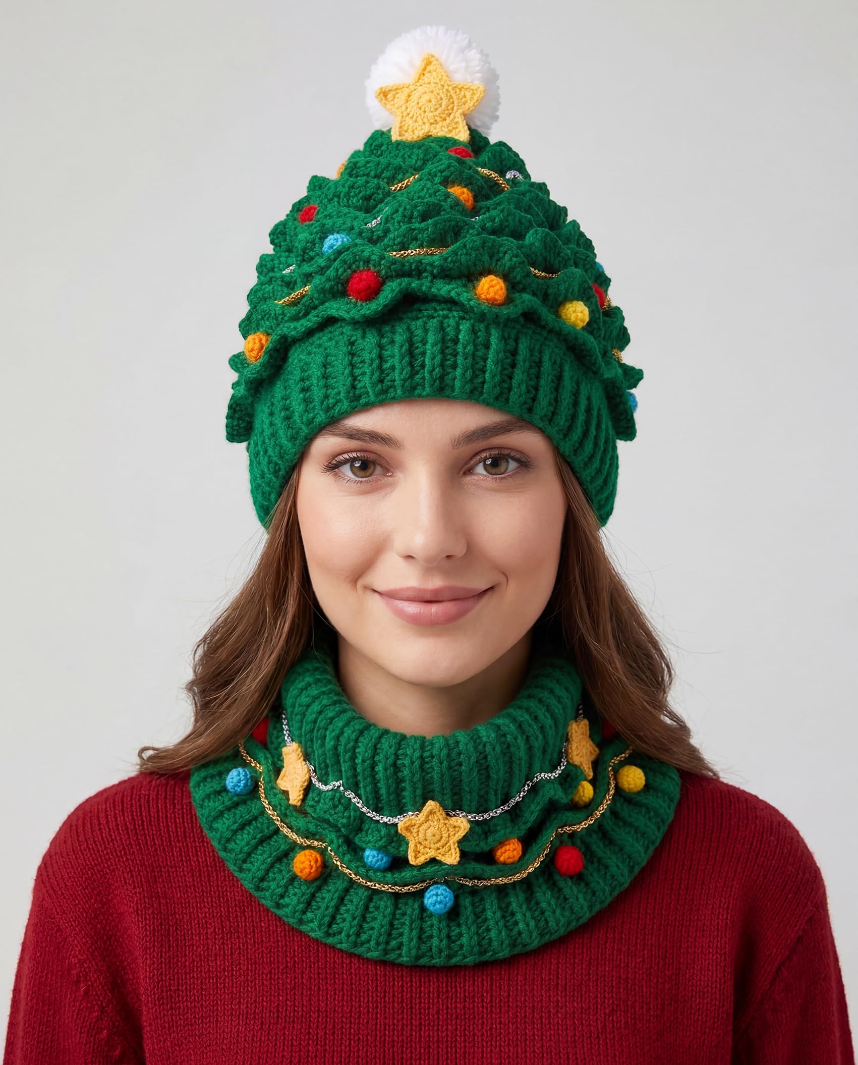Giggling Getup Gorro de punto para adultos con árbol de Navidad para todas las edades