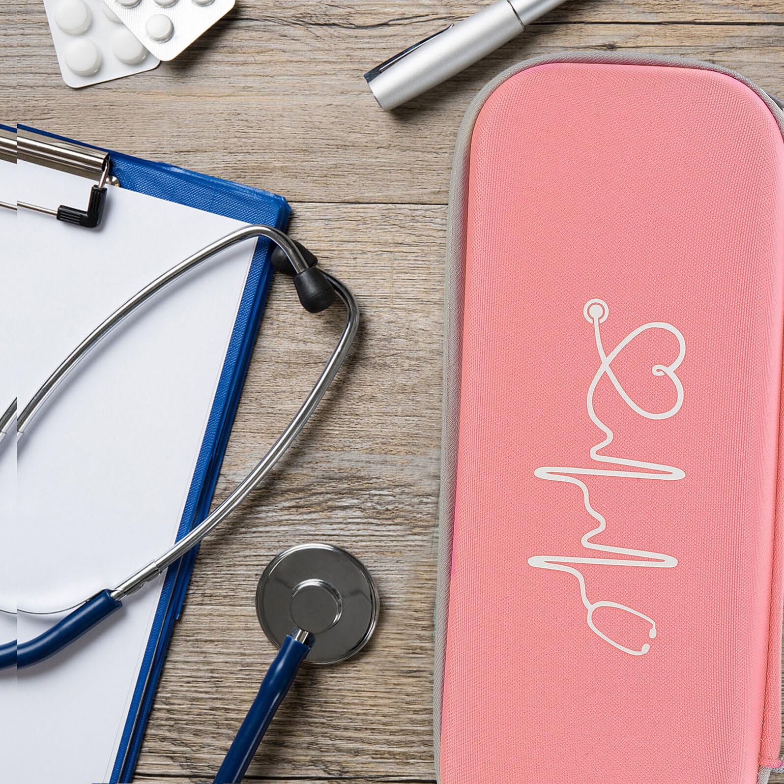Custodia Rigida per Stetoscopio Portatile Oxford Resistente, Borsa Protettiva Rosa Design Unico per Uso Medico e Viaggio