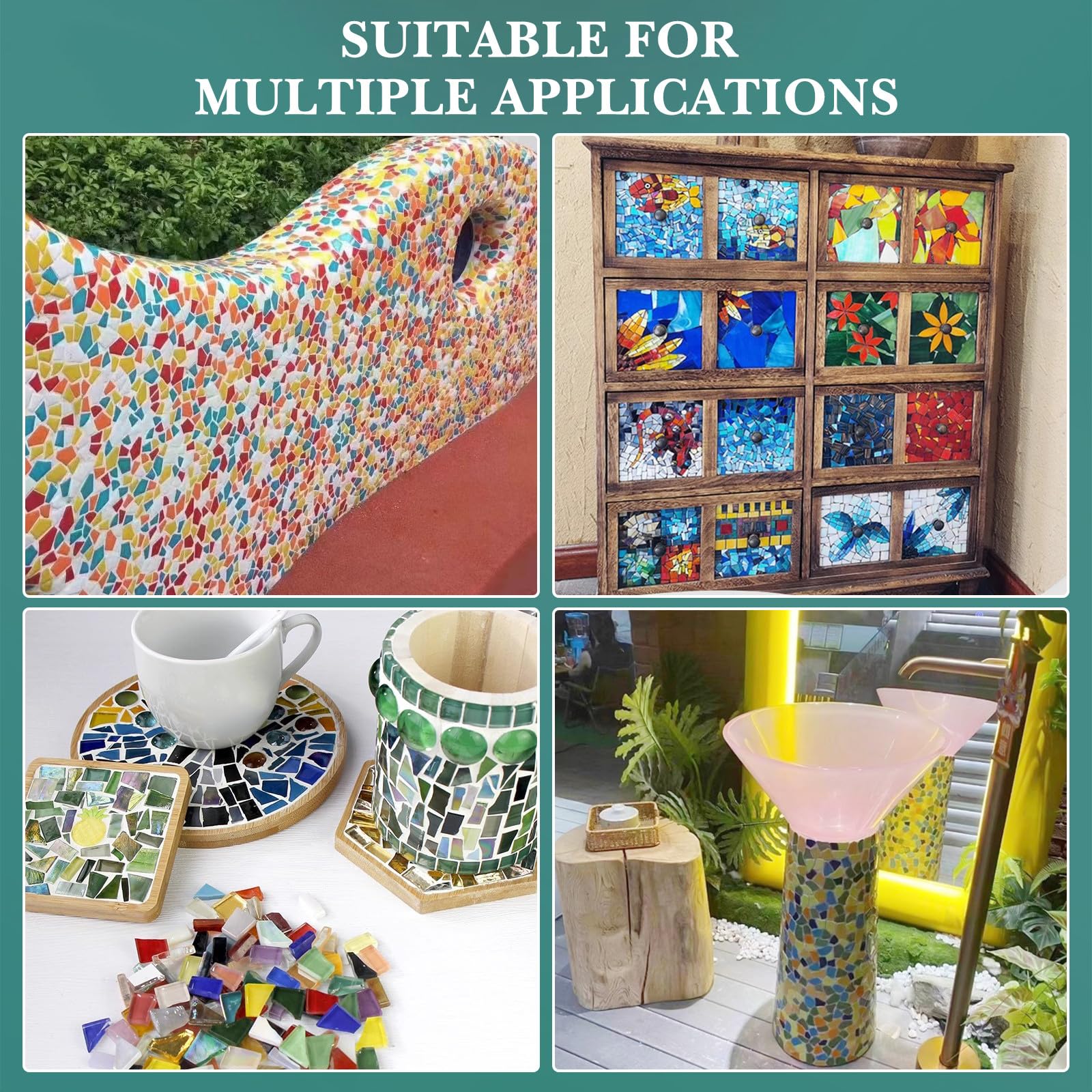 Piezas de Mosaico de Cerámica Irregulares de 200g para Manualidades y Decoración, Surtido Glaseado Práctico y Creativo para Proyectos de Bricolaje