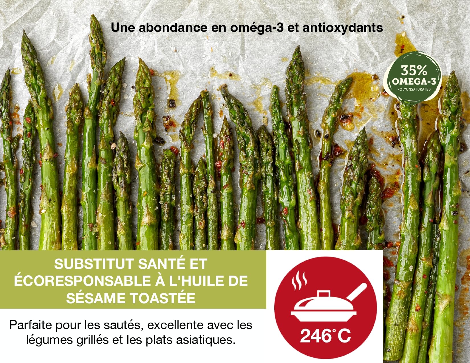 Signé Caméline, Huile de Cameline torréfiée pressée à froid, 250 ml. Notes d'huile de sésame et de noisettes grillées, cuisine asiatique, nouilles ramen, sushi, sautés. Produit du Canada.
