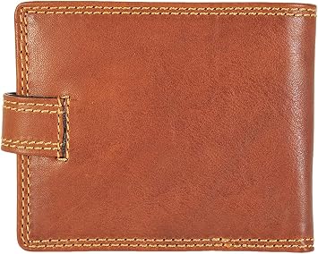 Gianni Conti Men's Leather Wallet with RFID Protection – Bifold Design with 3 Note Compartments, 9 Card Slots, ID Window – Secure Press-Stud Closure – Gift Boxed – Made in Italy - 917075