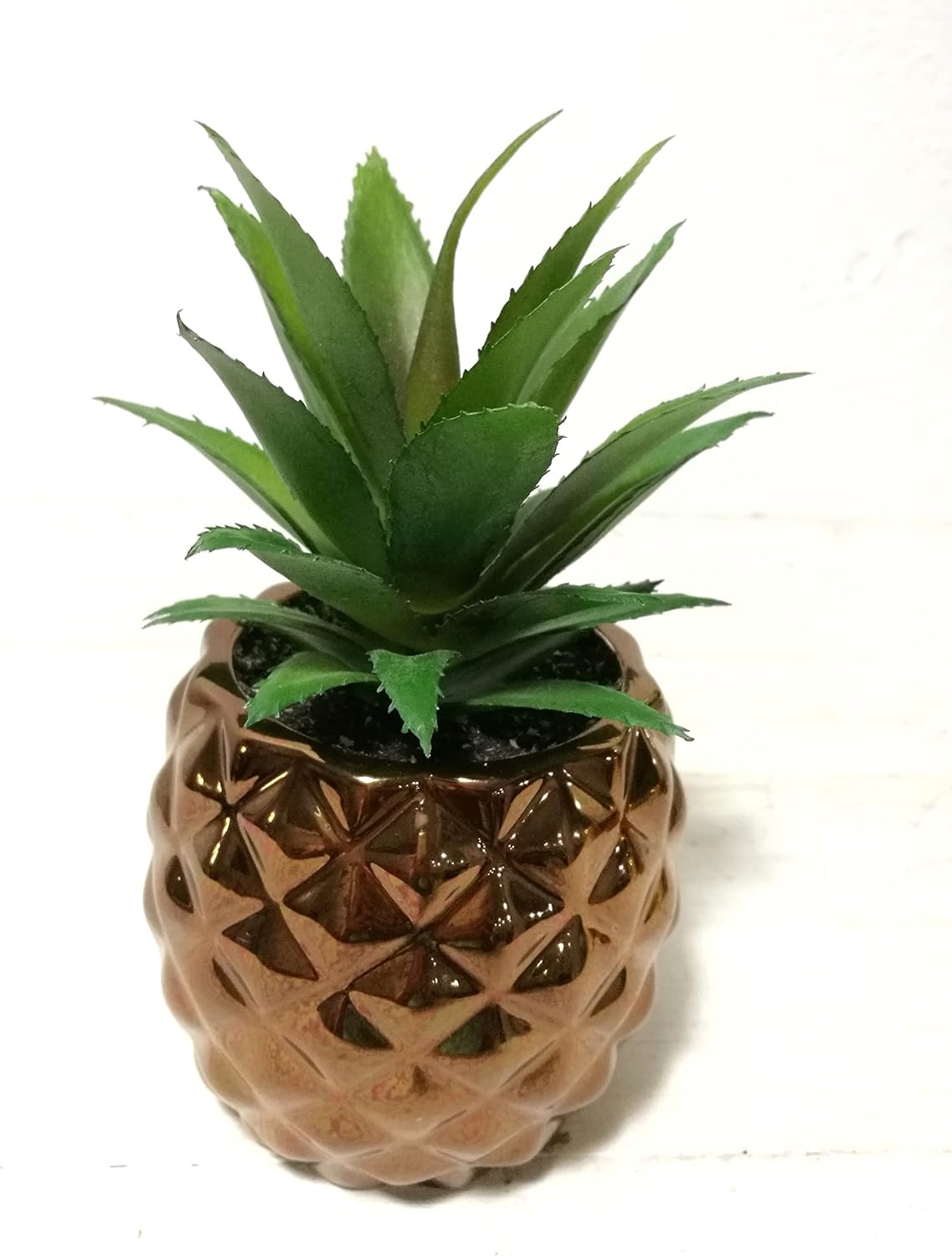 Pretty Home – Piña suculenta artificial de 7.5 pulgadas, decoración de mesa Bronce,Dorado,Rose gold,Plata,Blanco,Anaranjado,Amarillo