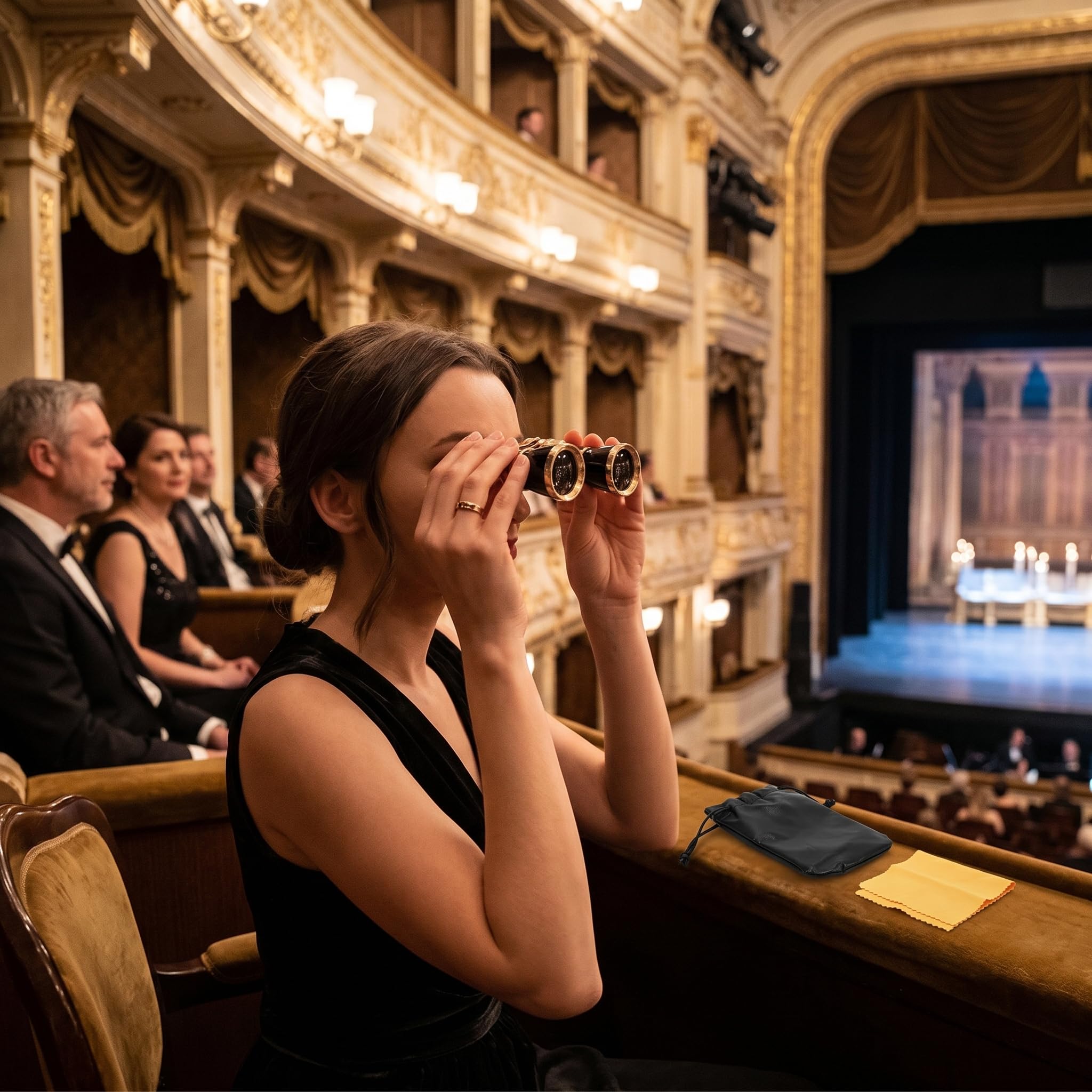 Lornetka do Opery, 3X25 Opera Lornetka Teleskopowa Teatr Przenośny Teleskop Teatr Okulary Operowe Lornetki dla Kobiet Dziewcząt Dzieci (BLACK)