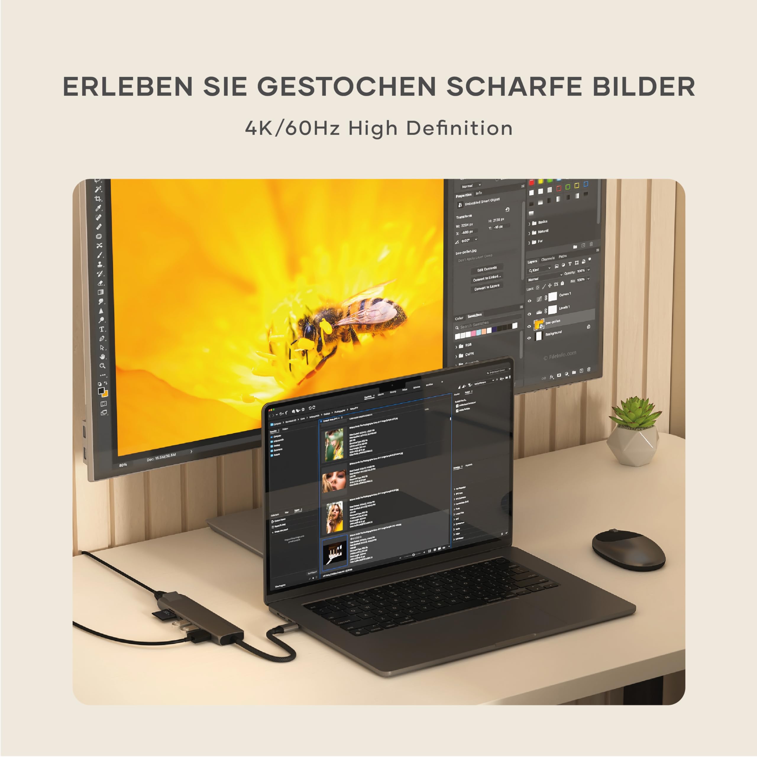 SATECHI 7-in-1 Slim-Plus USB-C Hub, Space Grau | 100-W-PD, HDMI 4K@60 Hz, Ethernet, 2 USB-A Anschlüsse und SD/microSD-Kartenleser