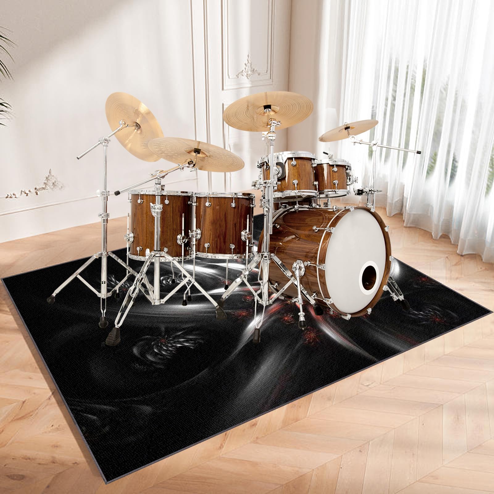 Tappeto Insonorizzato Tamburo, Tappeto Professionale per Batteria e Strumenti a Percussione Elettronici, Tappeti Rettangolari Antiscivolo per Grancassa Tamburo Rullante 180 x 160 cm