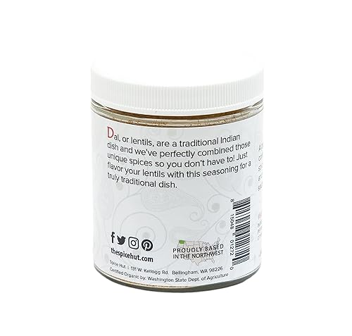 Vista 2 de The Spice Hut Dal Masala orgánico, mezcla rápida y fácil de especias para cocina india, con sal de 3.5 onzas