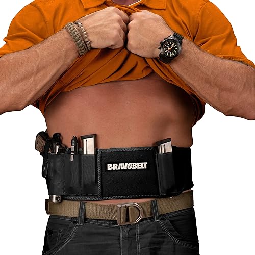 BRAVOBELT Funda de banda para el vientre Rendimiento atlético para correr, trotar, senderismo Glock 17-43 Ruger S&W M&P 40 Shield para hombres y