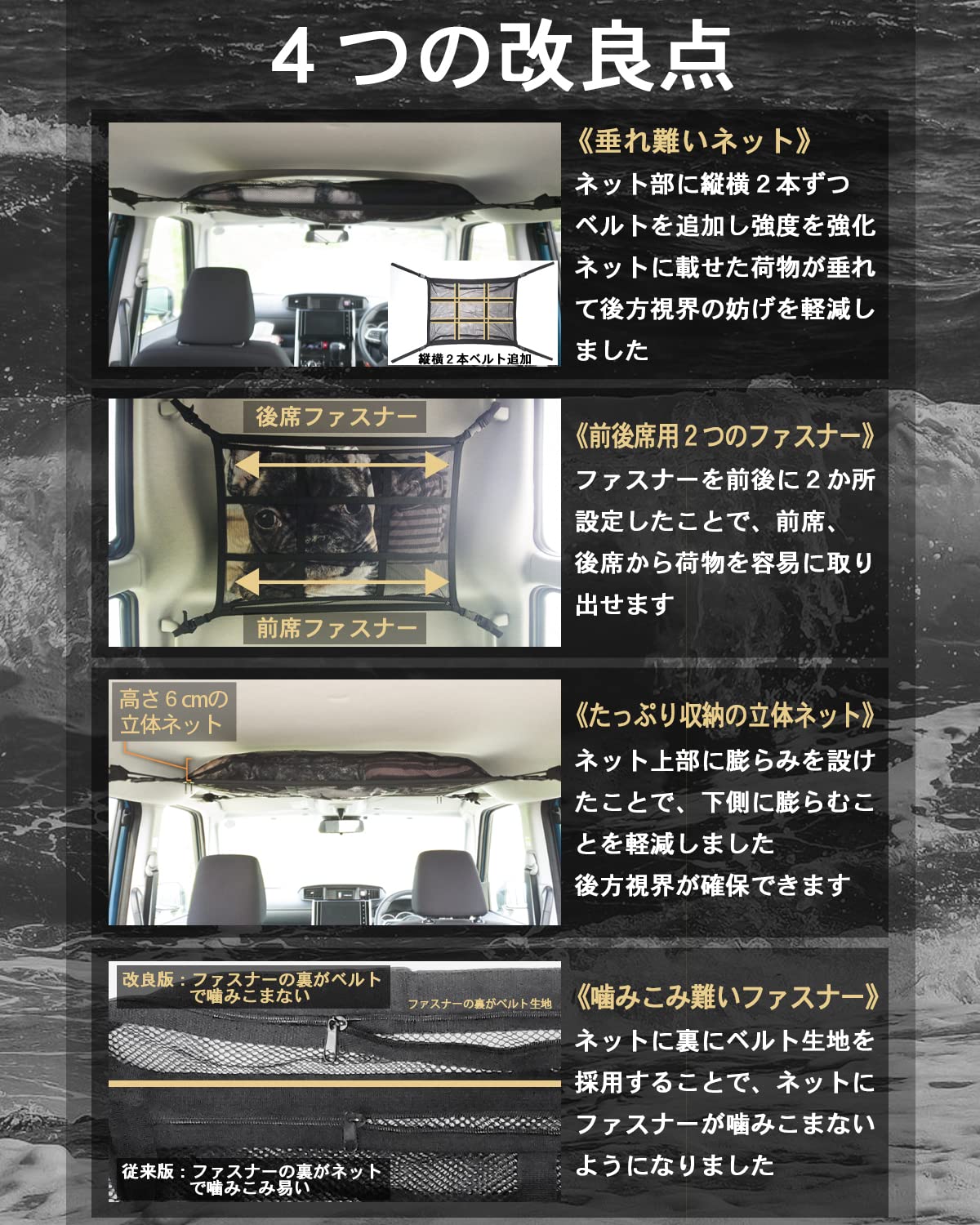 Car Storage Ceiling Roof Box Cargo Net Luggage Net M Size (80 x 58 cm)