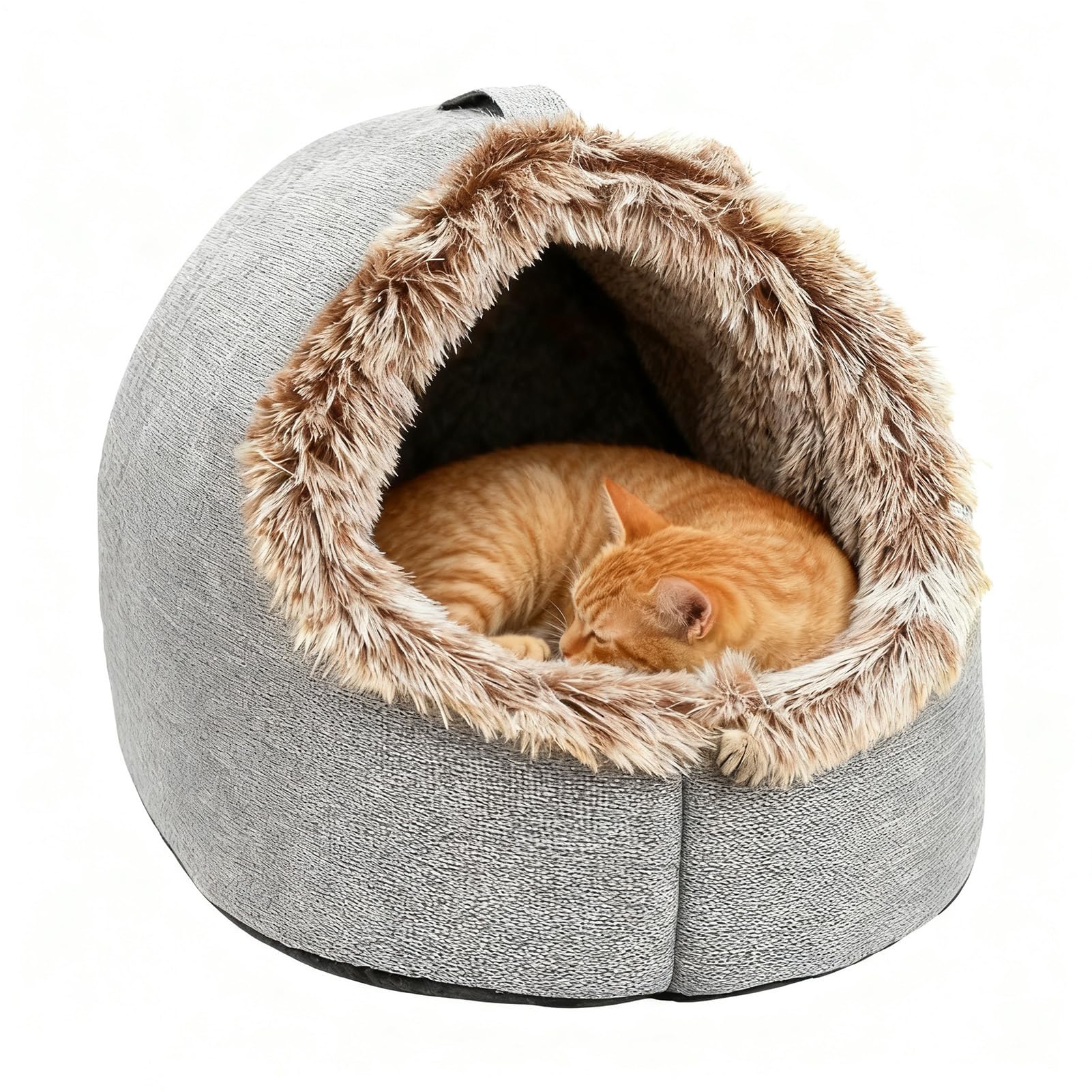 Enclosed Cat Bed - Warm Calming Nest with Handle,Cat House Indoor Pet Nest - for Kitten Puppy Small Medium Pet Indoor Bedroom Living Room Balcony Home Apartment Winter Sleeping