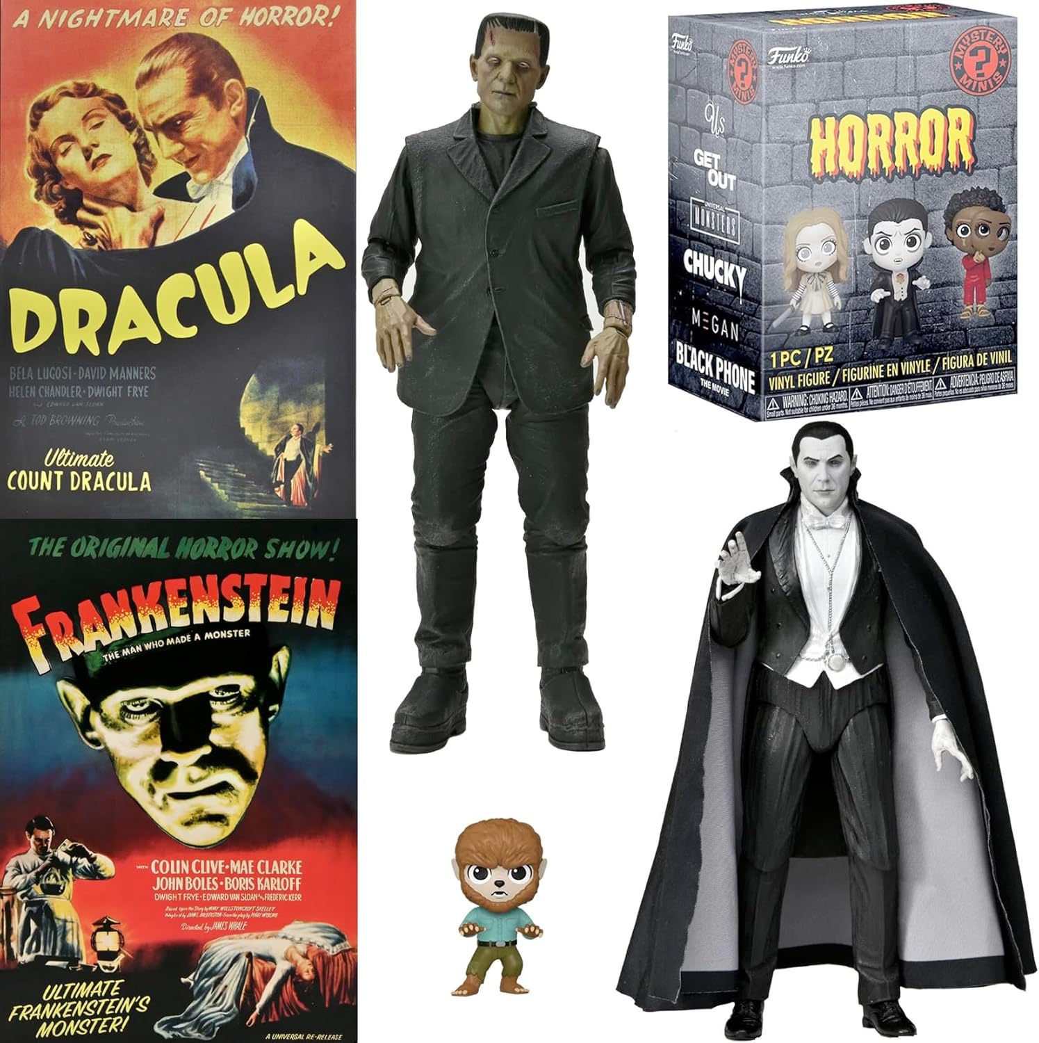 Universal Monsters Premium Action Figures – Frankenstein and Dracula Movie-Inspired Figures + Horror Character