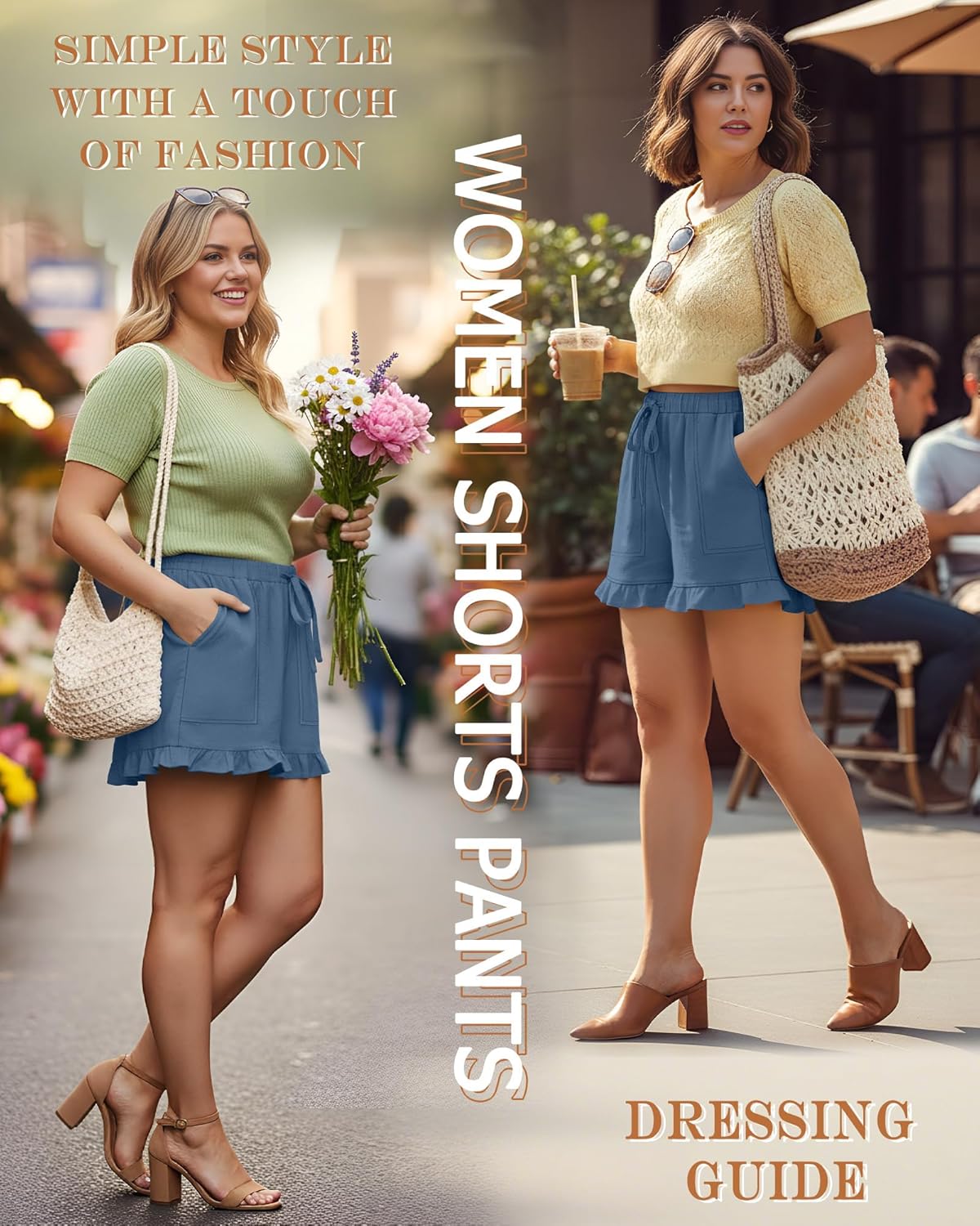 Plus Size Linen Shorts for Curvy Women Wide Leg Elastic Drawstring Shorts Casual Loose Summer Pants with Pockets - Image 2