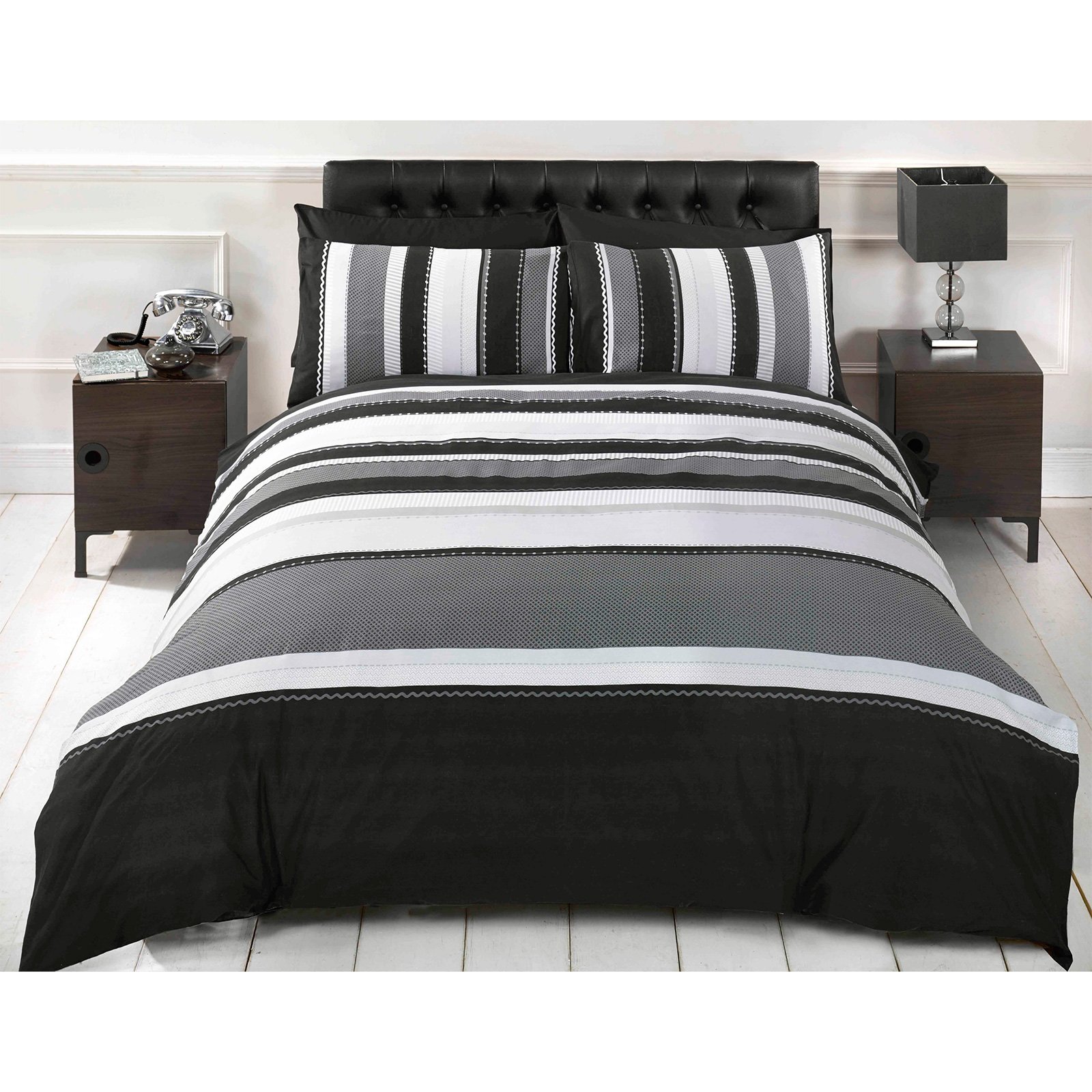 Just ContempoStriped Duvet Cover Set, Double, Grey