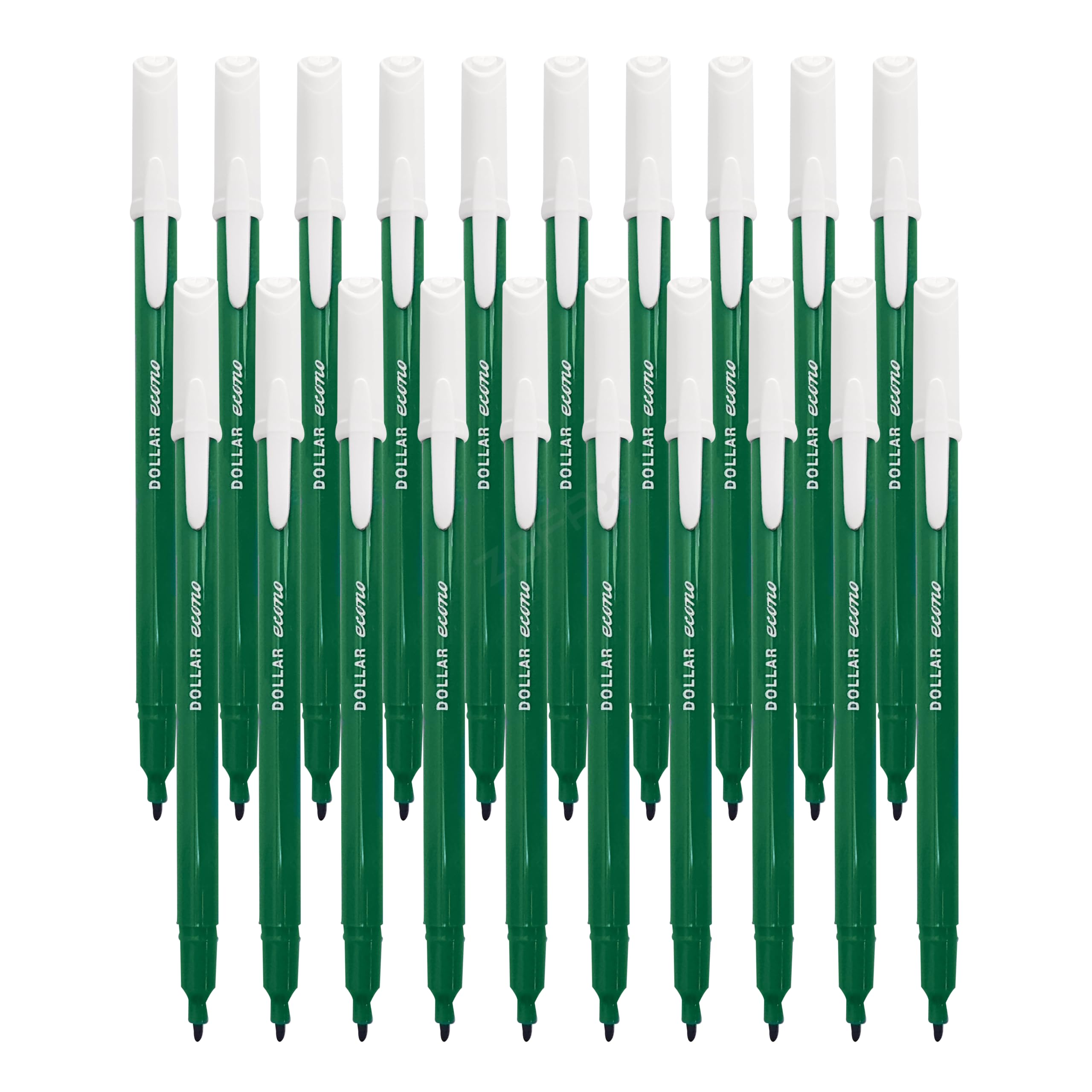 DOLLAR Econo Felt Tip Colouring Pens, GREEN, Fine Point (0.5mm), Pack of 20, Ideal for Colour Write Draw Sketch Mark, Single Colour Felt Tip Pens