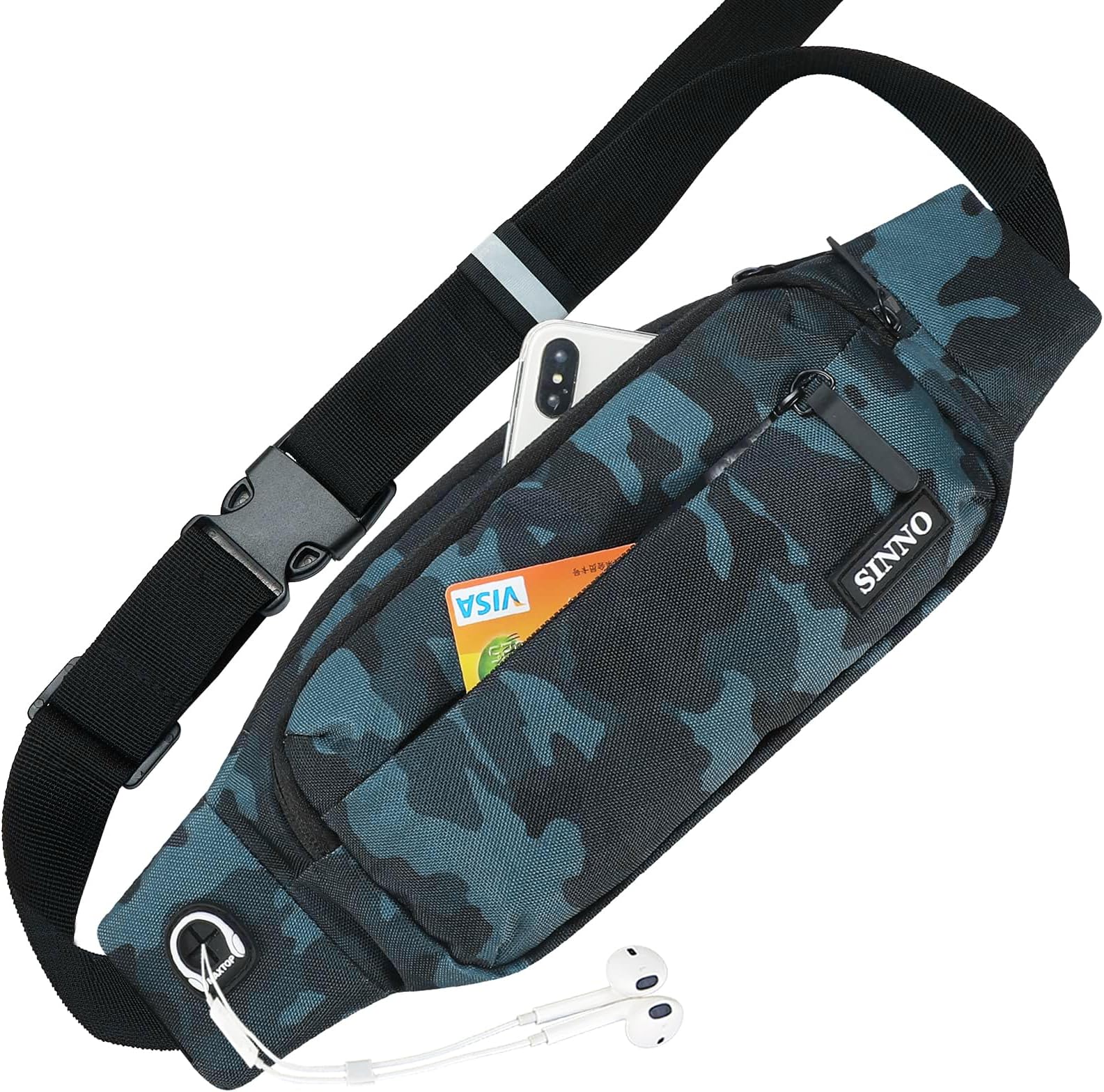 Large Crossbody Fanny Pack for Women Men Belt Bag With 4-Zipper Pockets for Travel Running Hiking Workout Dog Walking Outdoors Sport Fishing Waist Pack Bag Carrying All Phones