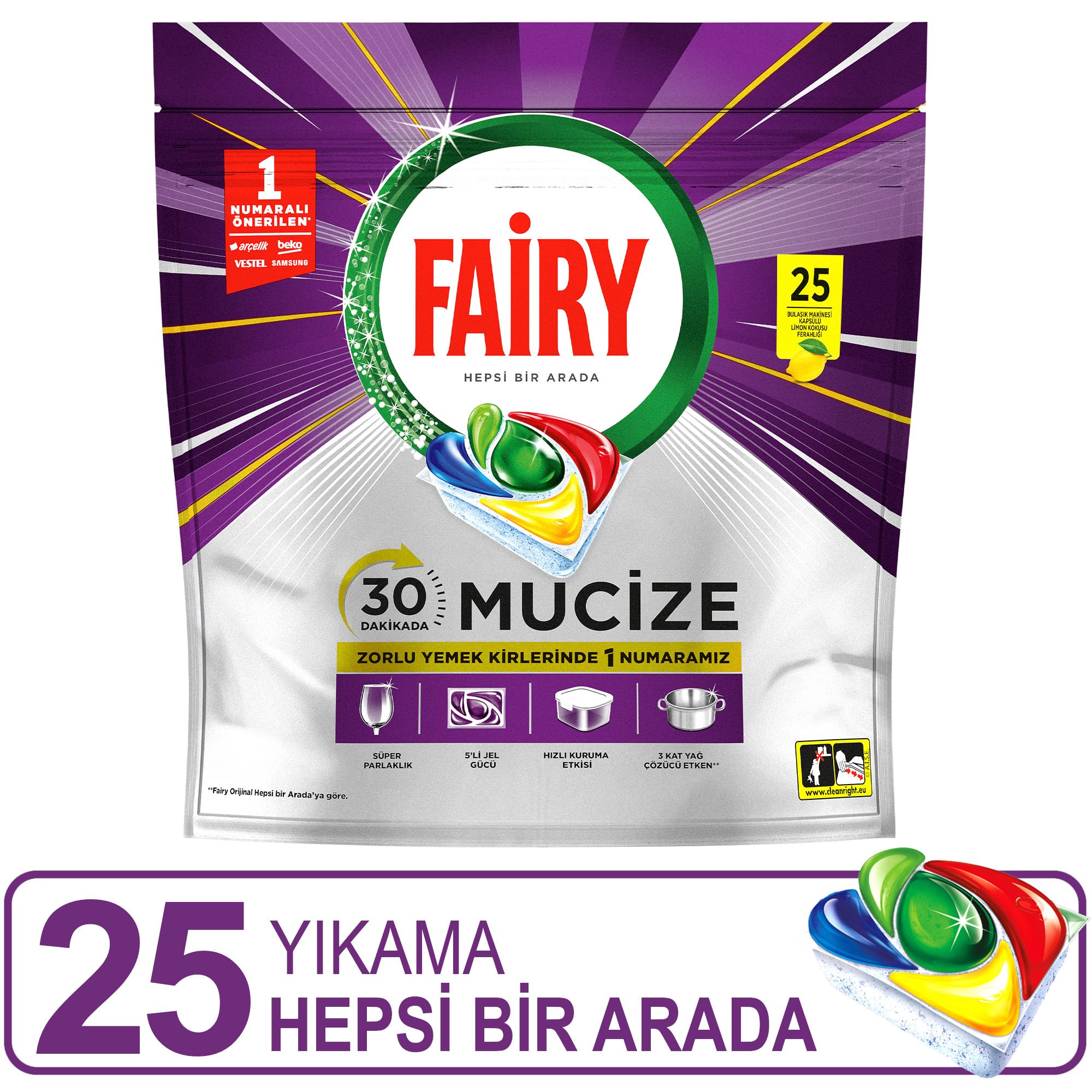 FAIRY Mucize Bulaşık Makinesi Deterjanı Kapsülü/Tableti 25 Yıkama (2 paketi)