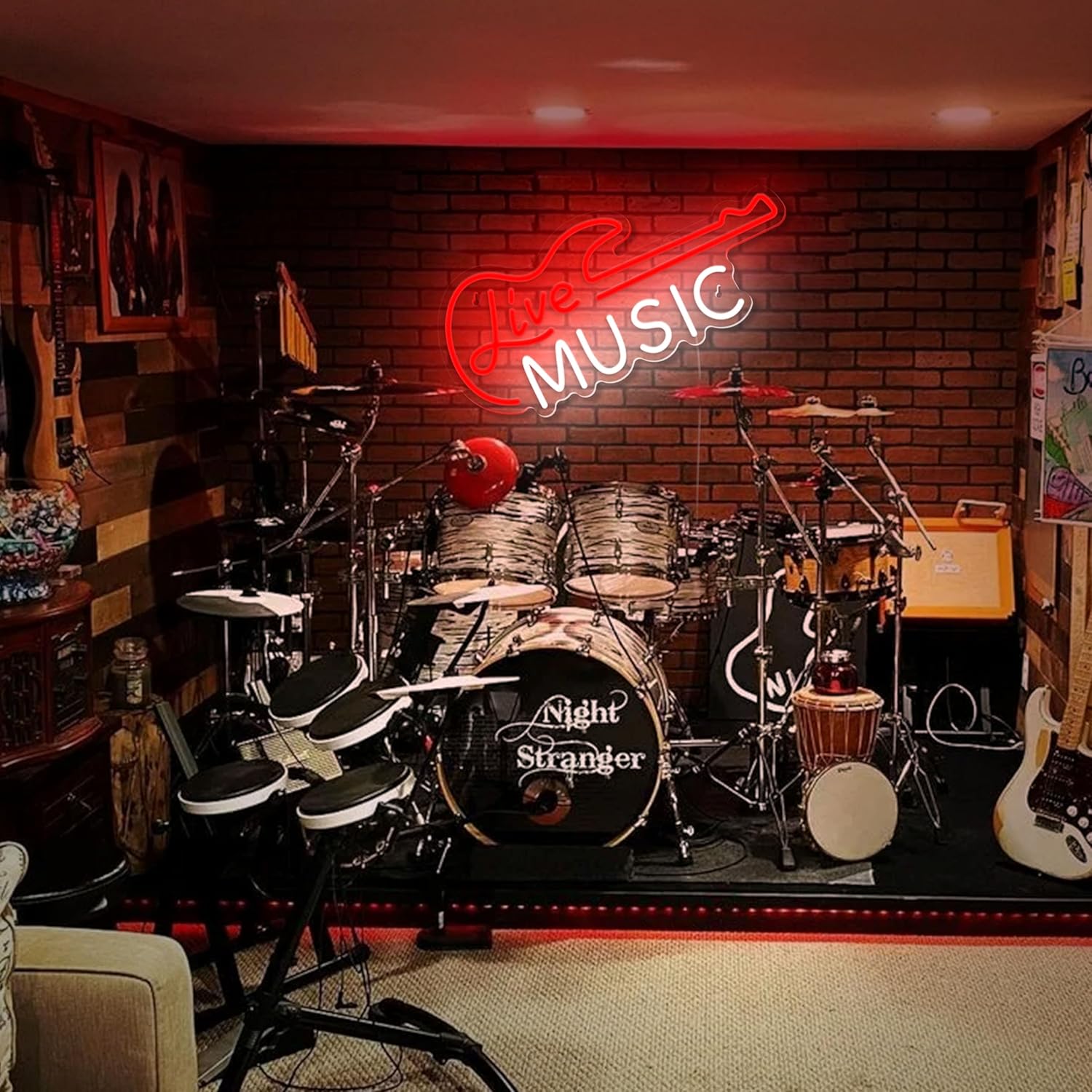 zidoni Guitar Neon Signs Live Music Neon Signs Guitar LED Neon Lights Signs for Wall Decor Music Studio Bar Concert Live House Party Man Cave Decoration Gift - Image 7