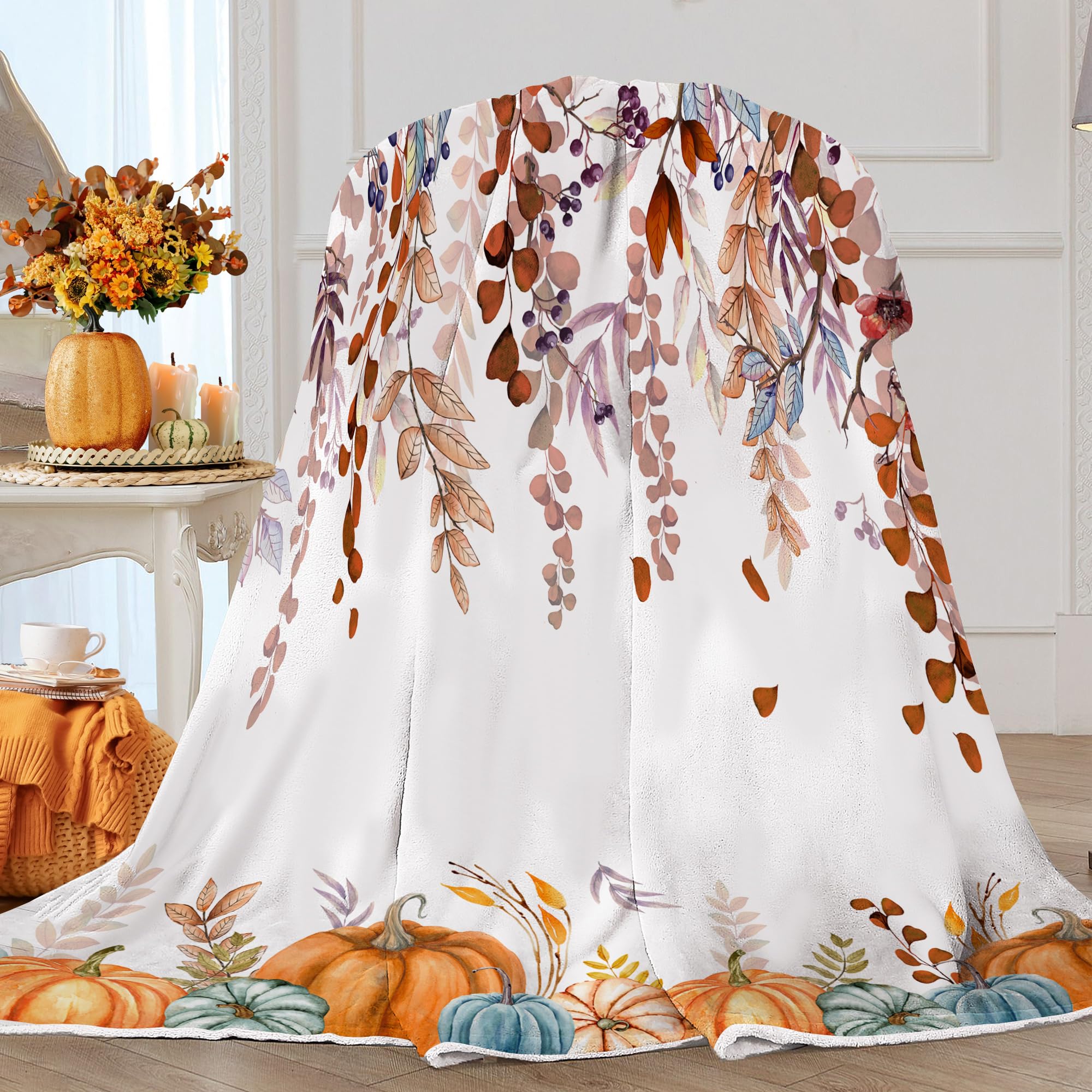 Fall Blanket, Fall Decor Cozy Personalized Throw Blanket, Flannel Fleece  Blankets and Throws Birthday Fall Gifts, 50x60 Orange