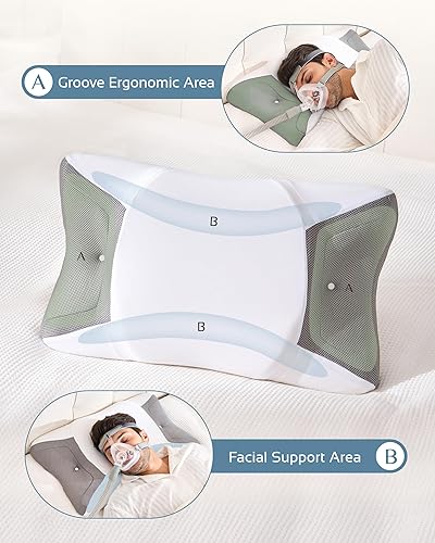 Miniatura 7 de Almohada CPAP para dormir de lado, almohada de apnea del sueño para todos los usuarios de máscaras CPAP para reducir las fugas de aire y la presión