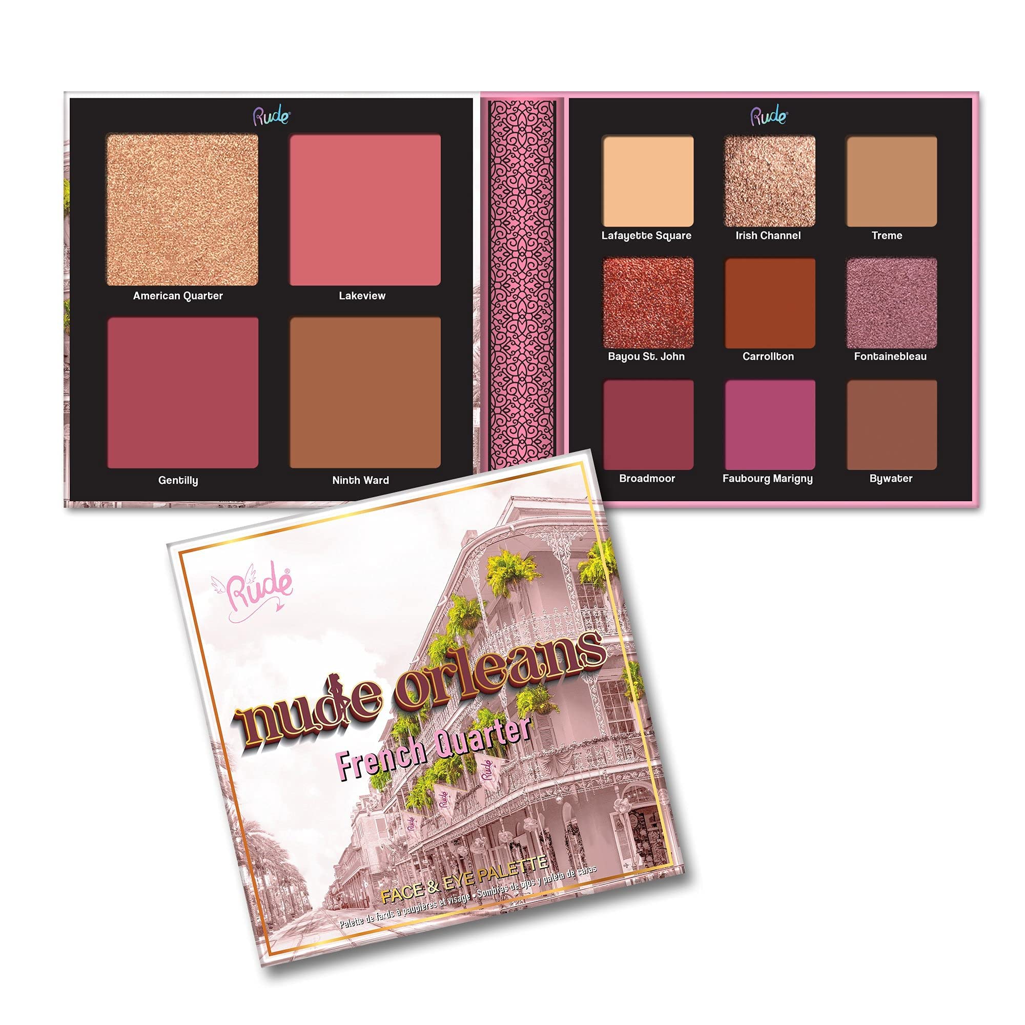 Nude Orleans Eyes and Face Palette by Rude Cosmetics for Women - 0.89 oz Makeup