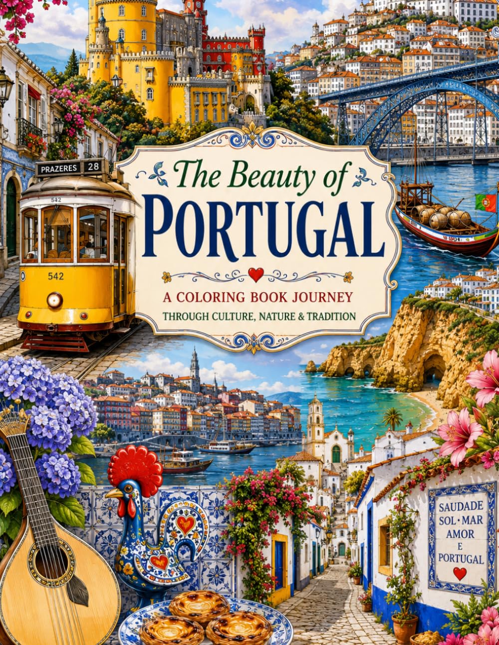 Portugal Coloring Book for Adults: A Beautiful Journey Through Lisbon, Porto, Algarve, and Portugal's Most Charming Destinations