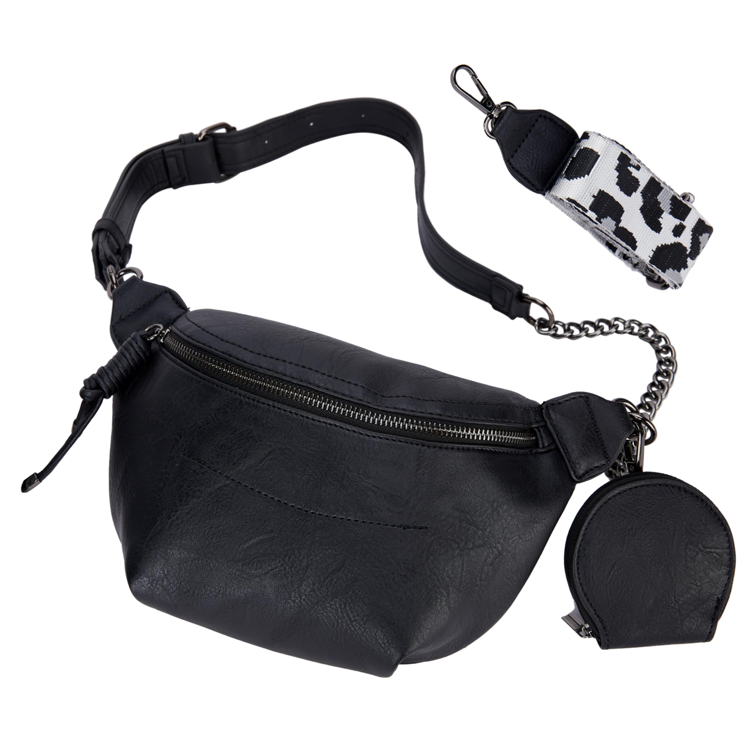 Fanny Packs Waist Bag for Women-Fashion Crossbody Bags Chest Purses Belt Bag with 2 Adjustable Strap (B-Black)