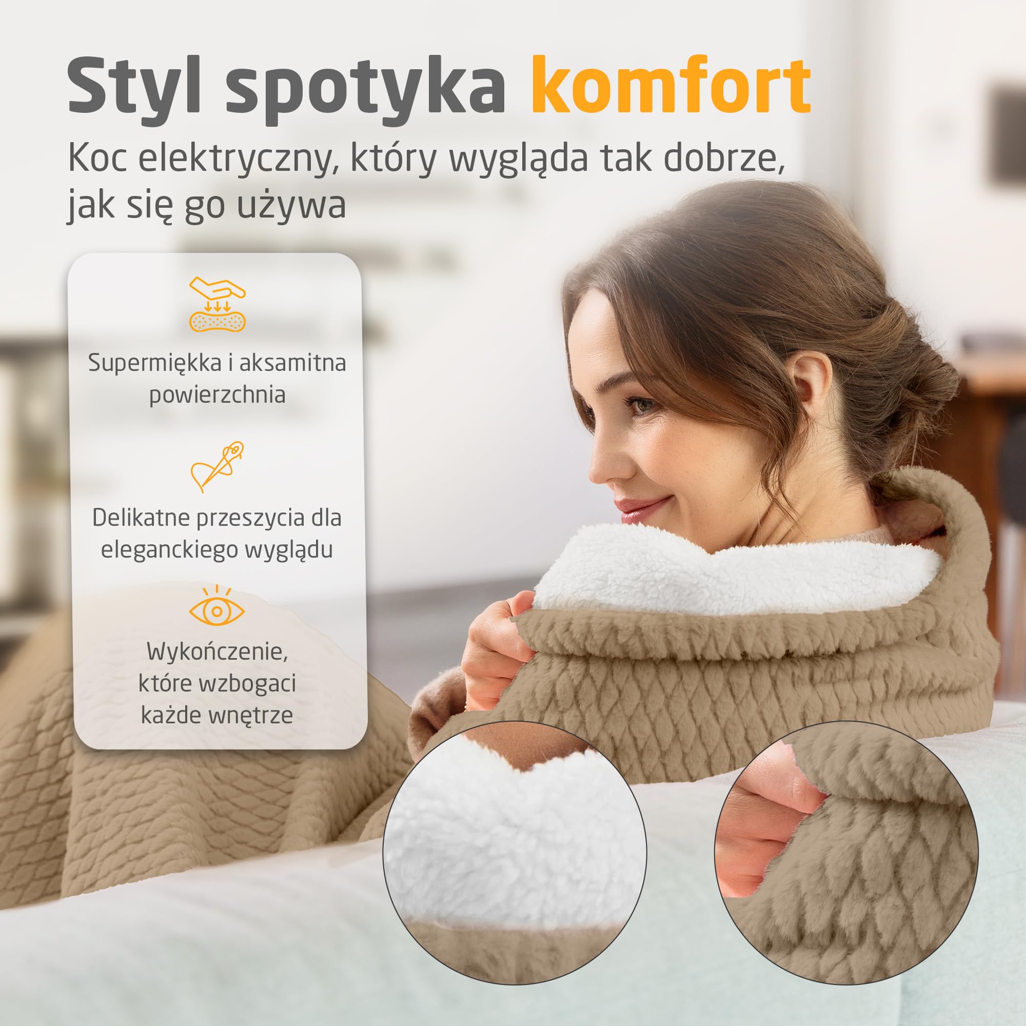 medisana HB 419 elektryczny koc grzewczy, przytulny, koc termiczny | z 9 stopniami temperatury, z automatycznym wyłączaniem i zabezpieczeniem przed przegrzaniem, kolor cloud cream beige
