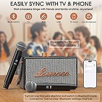 Vista 2 de Máquina de karaoke para adultos, 2 micrófonos inalámbricos para altavoz de karaoke, micrófono portátil y soporte de altavoz, expansión de micrófono