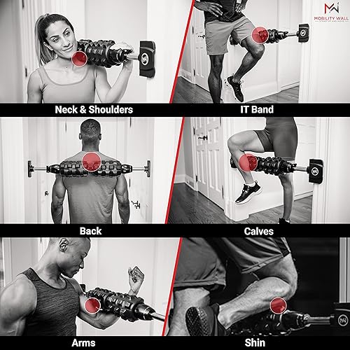 Miniatura 3 de Serie Pro - Rodillo de espuma texturizada montado en la puerta para masaje de tejido profundo y recuperación muscular para ejercicio, incluye 4