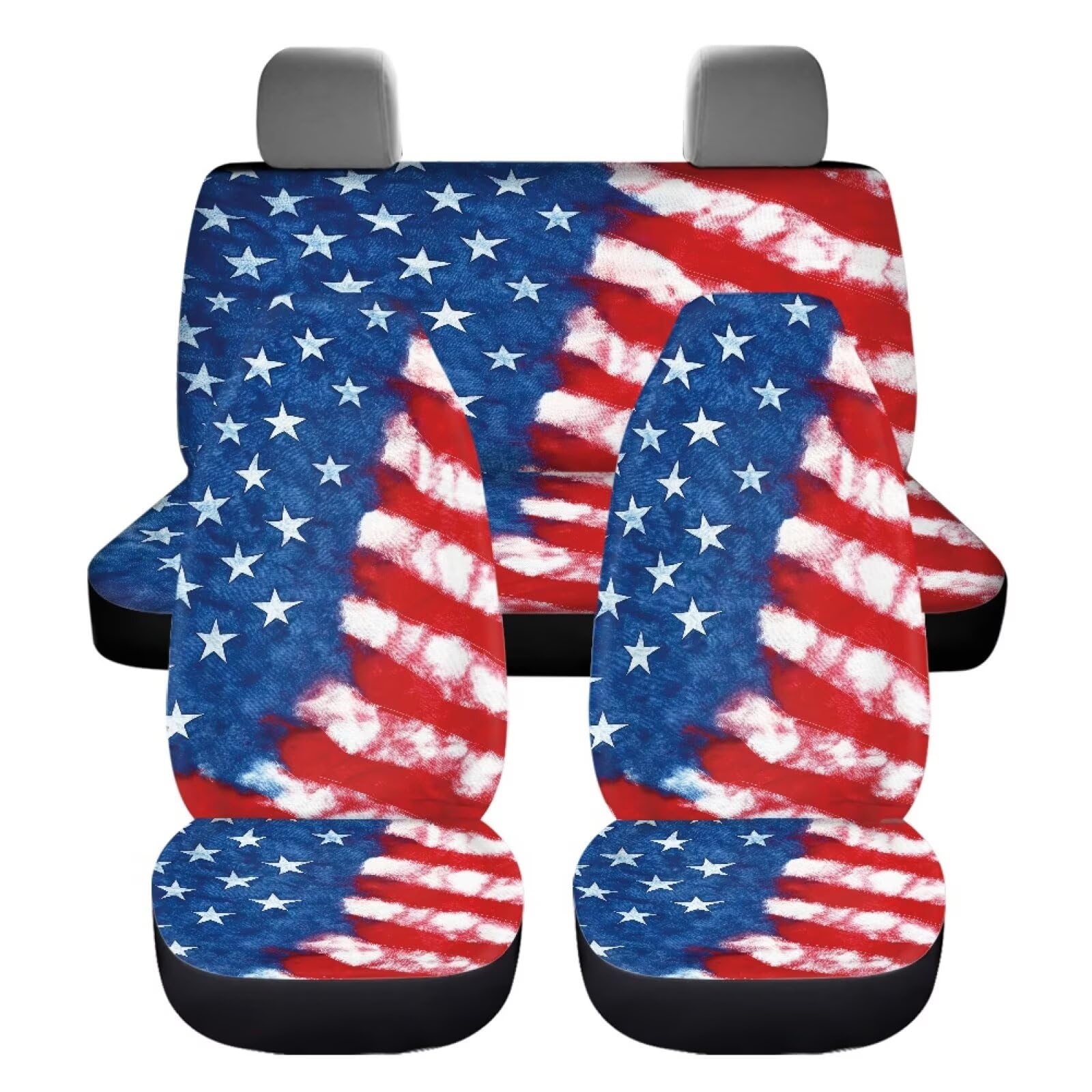 Fipuivrn American Flag Pattern Auto Seat Cover Full Set, Breathable Auto Interior Decoration Wear-Resisting Car Interior Cover, Fits Most Vehicles,