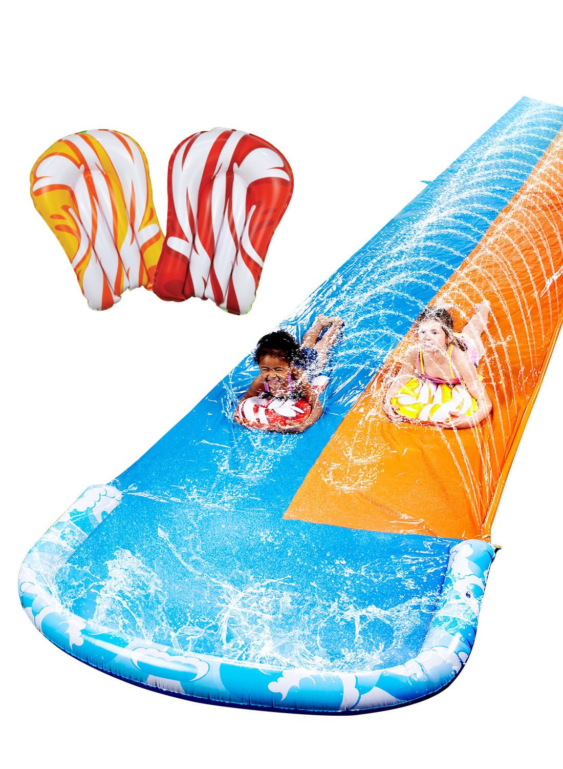 JOYIN 32.5ft Ultra Long Double Slip Water Slide, Heavy Duty PVC, Multicolored, Unisex, Families with Children, Fun and Games