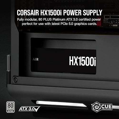 Miniatura 2 de Corsair HX1500i Fuente de alimentación ATX de ruido ultrabajo totalmente modular - Cumple con ATX 3.0 y PCIe 5.0 - Ventilador de rodamiento dinámico