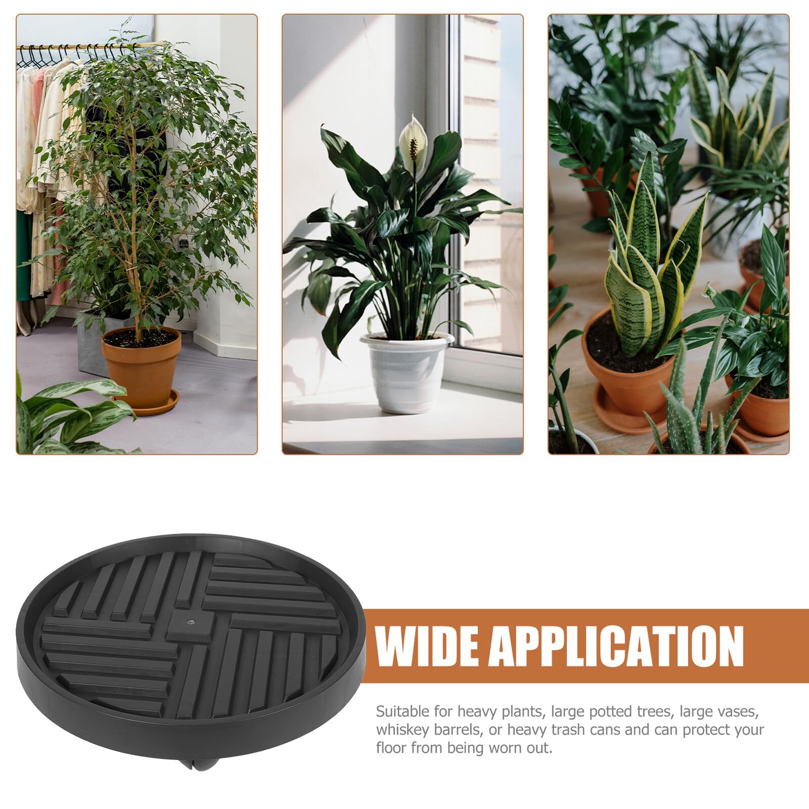 Toyvian Vassoio per Piante con Ruote in Plastica Nero, Portavaso Mobile con Funzione di Raccolta Acqua per Piante e Grandi Alberi da Interno e Balcone