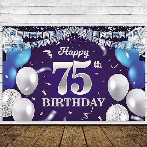 Vista 301 de Cartel de feliz cumpleaños número 31, globos azul marino, bandera de confeti a rayas, puntos de luz, saludos a 31 años, decoración temática