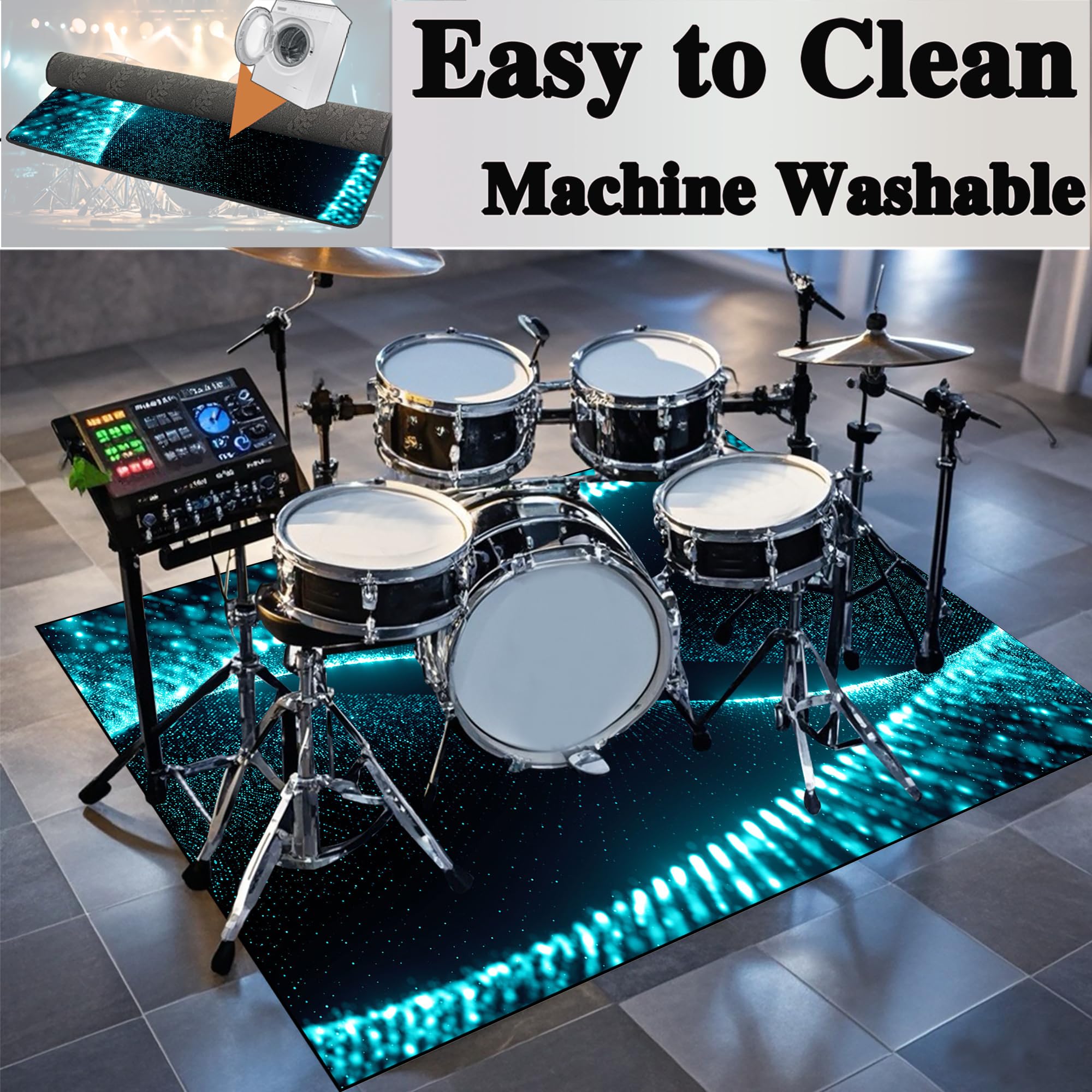 Schlagzeugteppich Schallschutz Akustik Teppich Drum Teppich Schallschutzmatte Drum Rug Drum Matte Drumteppich rutschfeste Trommel Teppiche, Für Bass Drum Snare Schlagzeug Teppich 230 x 180 cm