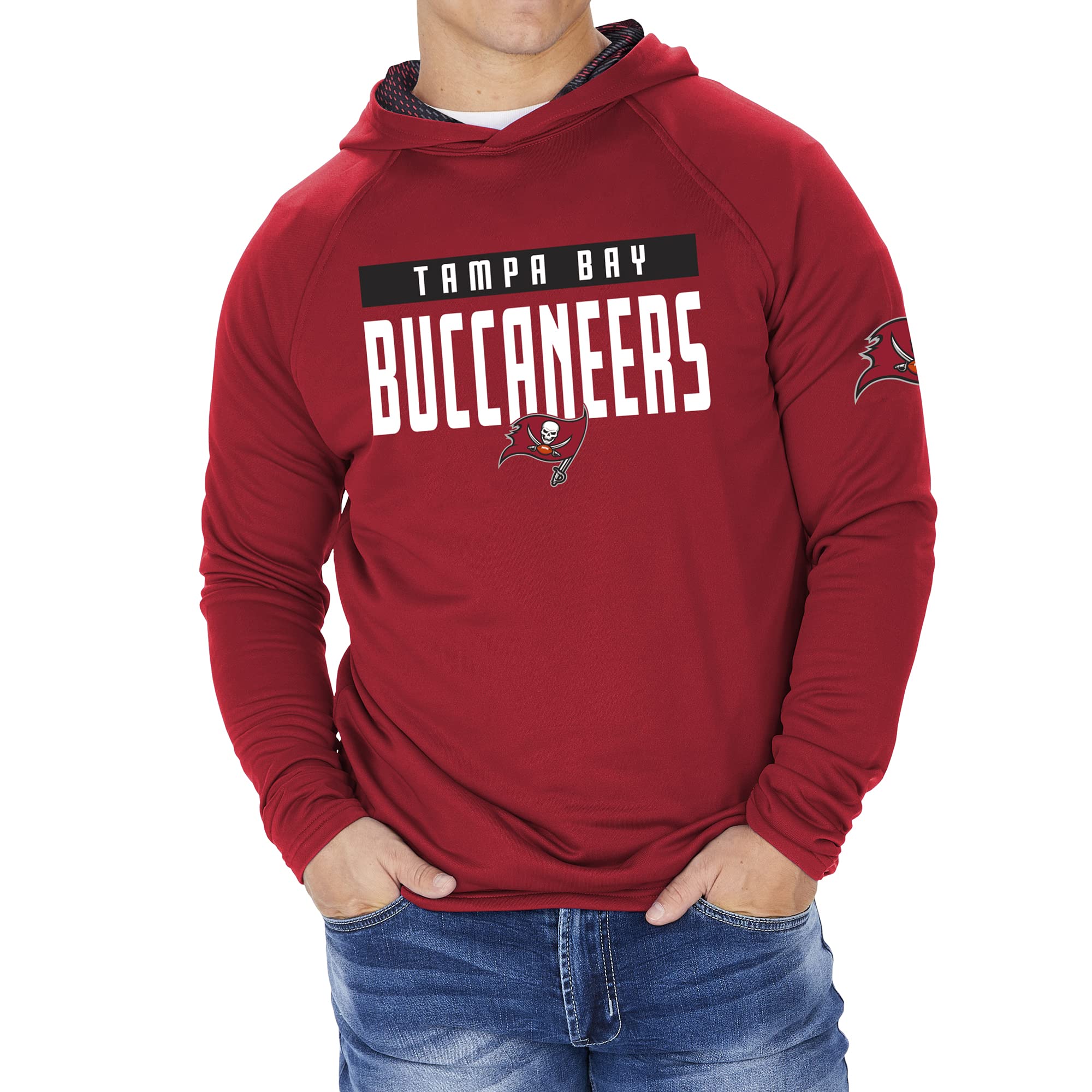 Zubaz NFL Football Men's Solid Team Hoodie with Camo Lined Hood and Sleeve Graphic — view 135