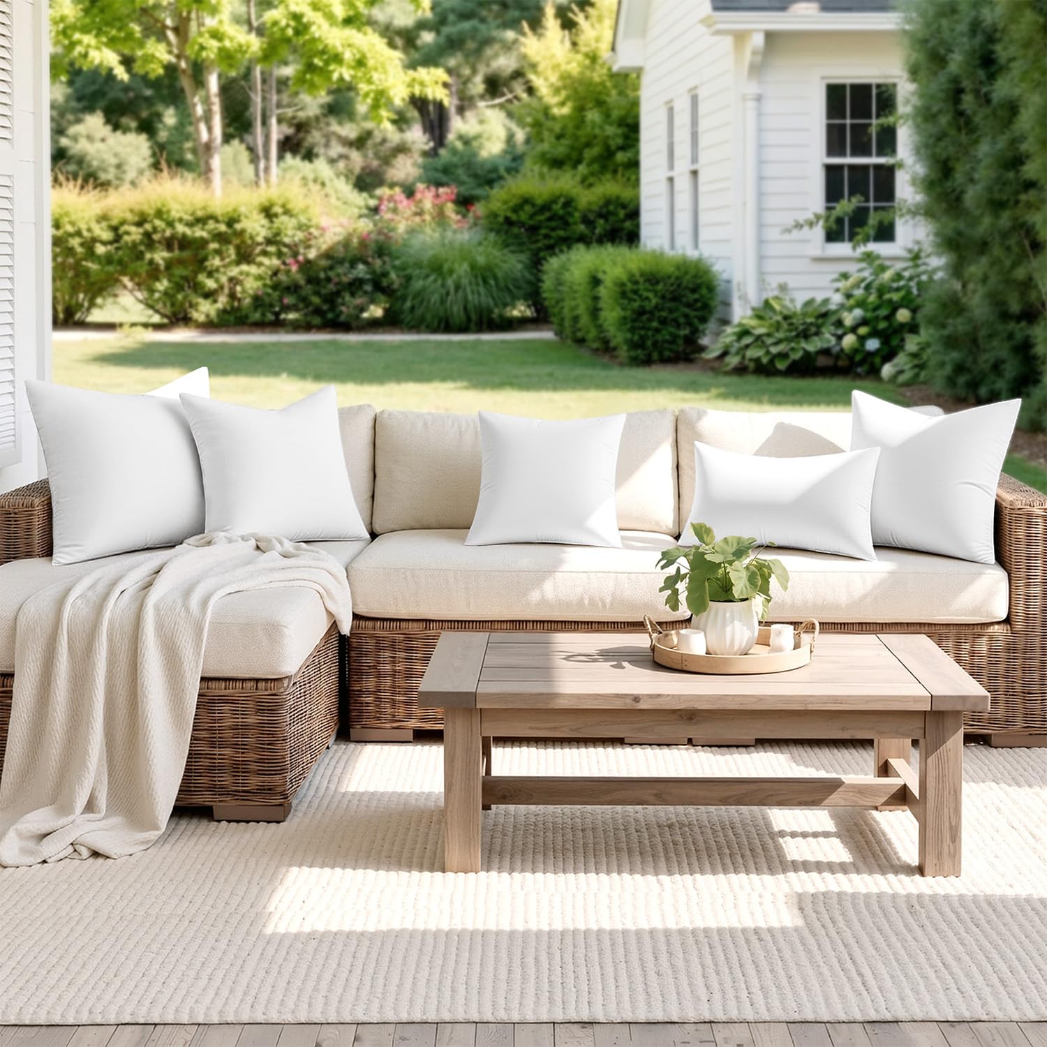 MIULEE Outdoor Pillow Inserts 18x18 Pack of 4 Waterproof Throw Pillow Inserts Decorative 100% Virgin Fibers Filling for Patio Sofa Couch - 3