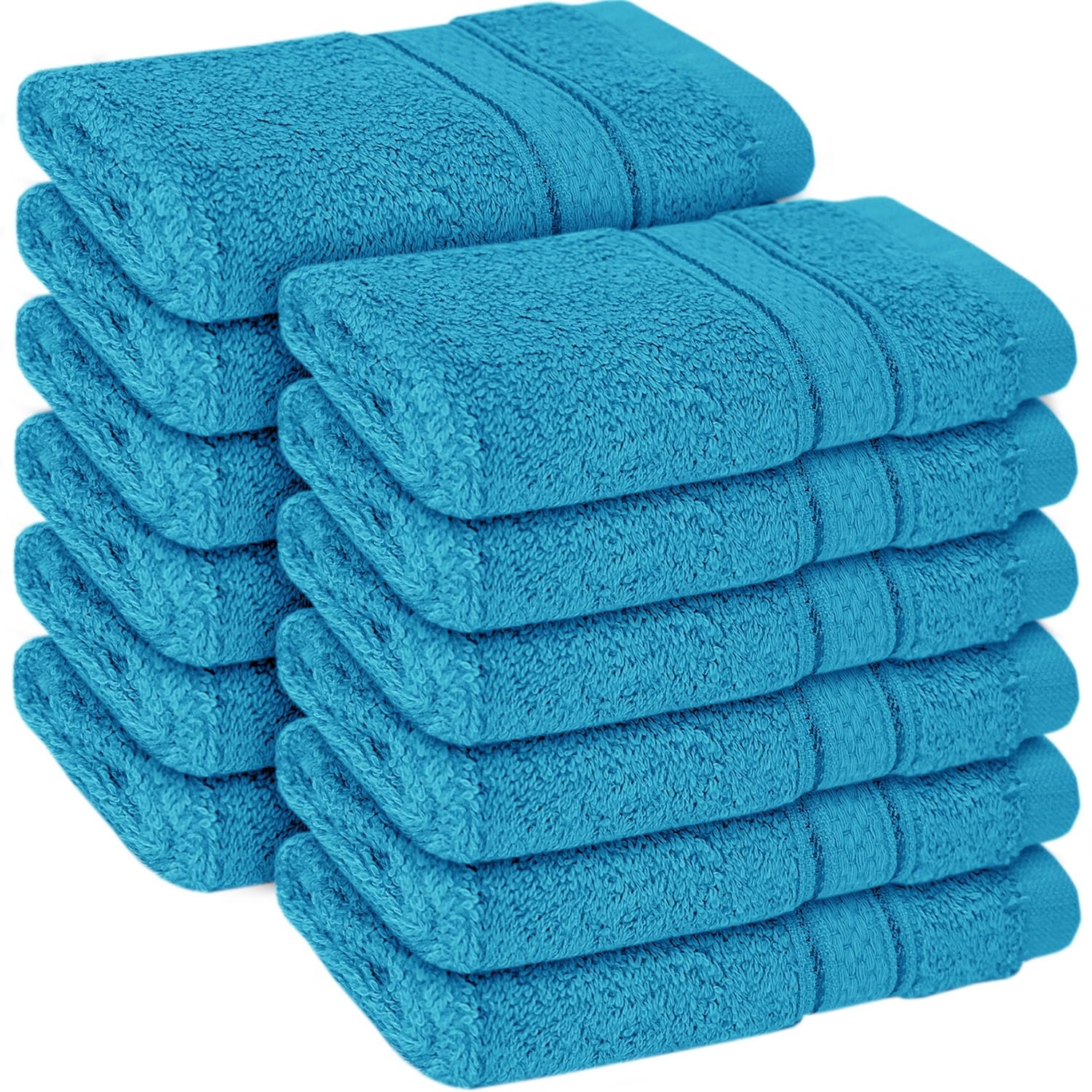 Zzzmrh Teal Washcloths Cotton Pack Of 12 Facecloths, Super Soft - Quick Dry & Highly Absorbent 30 X 30Cm (Teal)