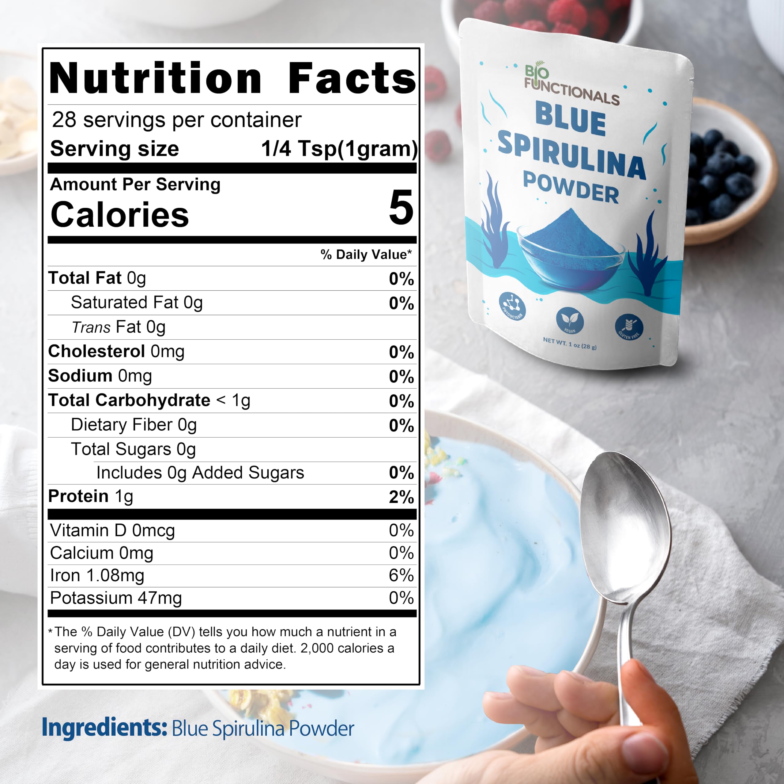 Blue Spirulina Powder Espirulina Natural Food Coloring Spiralina Spirilina — Amazon image 2
