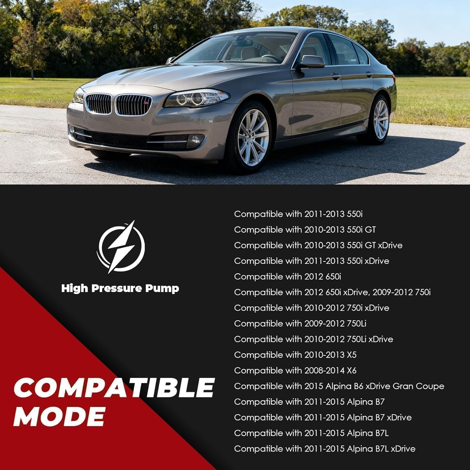 13517595339 High Pressure Fuel Pump Compatible with X5 750i X6 550i 550i xDrive 650i xDrive Alpina B6 B7 B7L V8 4.4L 2008-2015 (Premium Version)