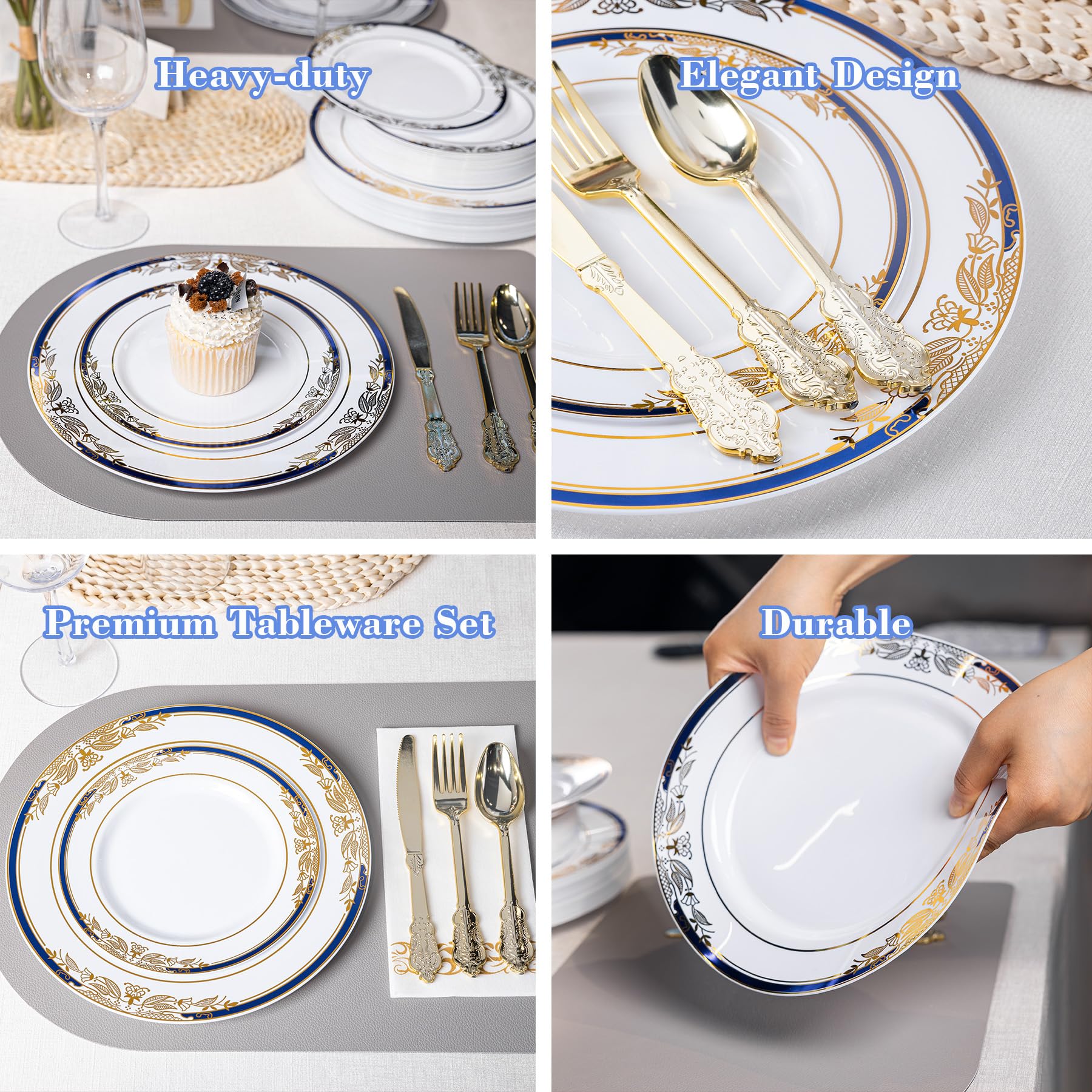 Floral Plates & Cutlery Set - 180 Pcs -4 Floral Plates & Cutlery Set - 180 Pcs -4