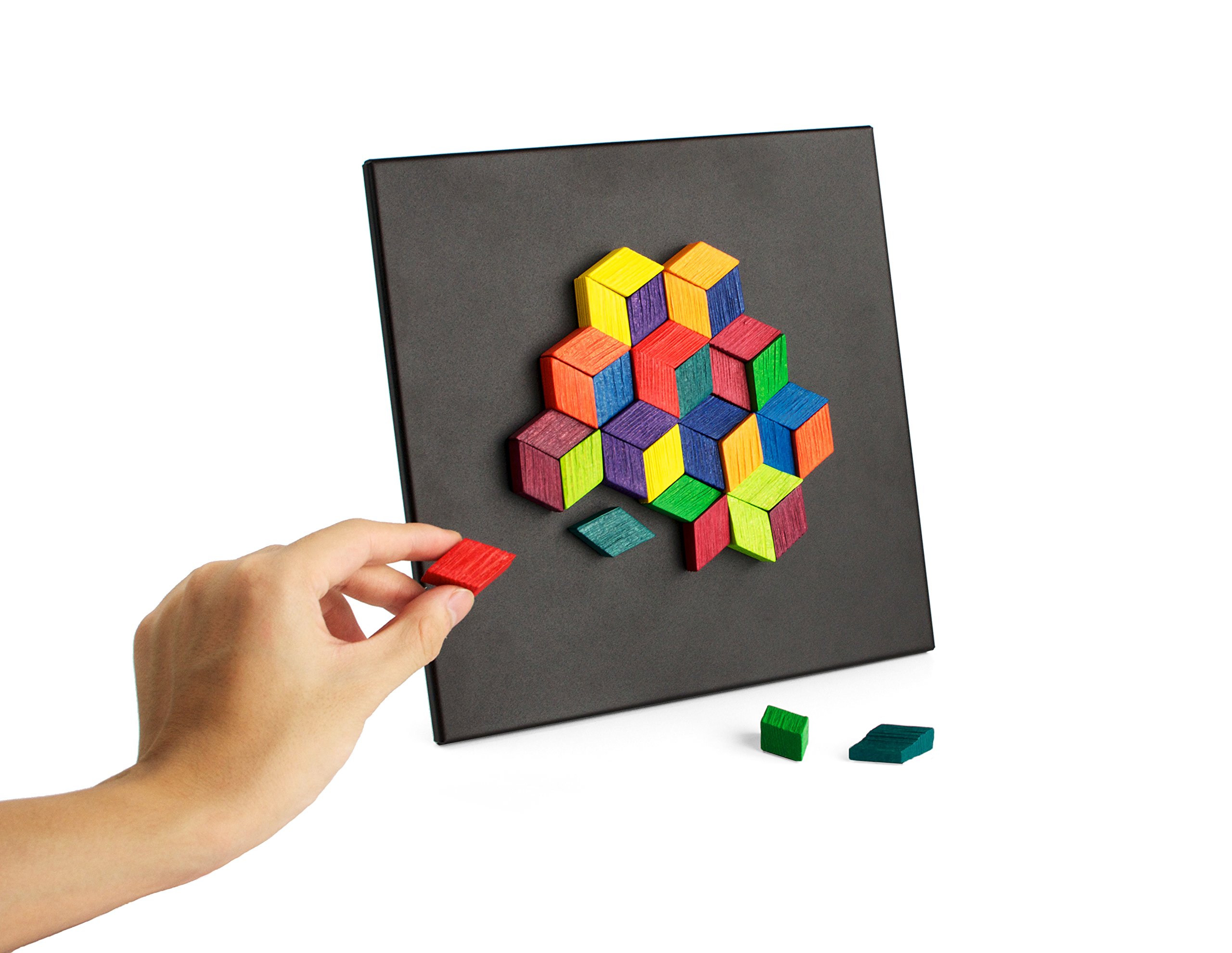Magna-Art by GeriGuard Solutions Creative Fidget Toy for All Seniors Including Seniors with Memory Loss. Tactile Wooden Magnetic Blocks & Sensory Fun Activity. Board Size: 9" x 9"