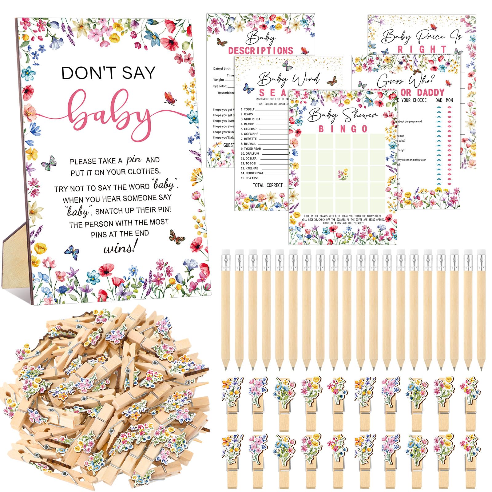 Patelai 321 Pcs Baby in Bloom Baby Shower Decoration Game Wildflower Supply