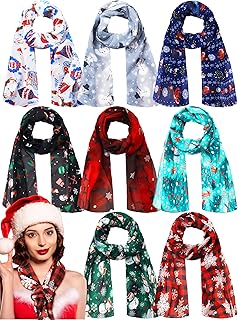 8 Pcs Christmas Scarf for Women Soft Lightweight Scarf Winter Holiday Sc...