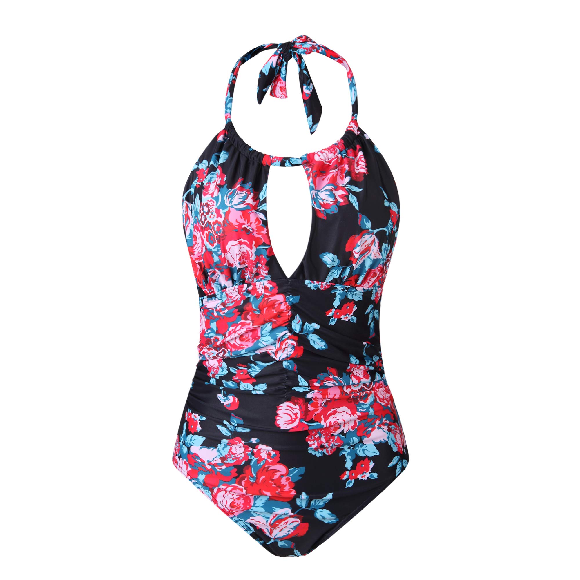 MOONBAY Women's Flower Printed Bathing Suit Plus Size One Piece Swimsuits